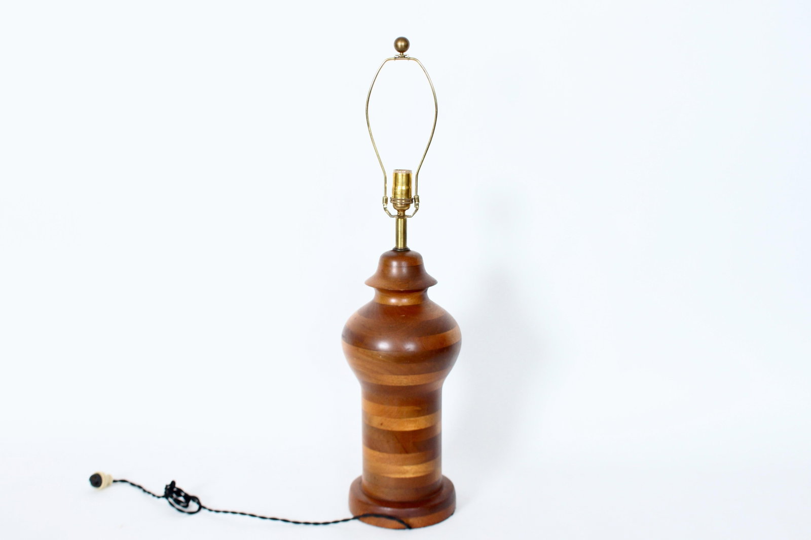Ginger Jar Table Lamp in Stacked Mixed Hardwood, 1970's - 6