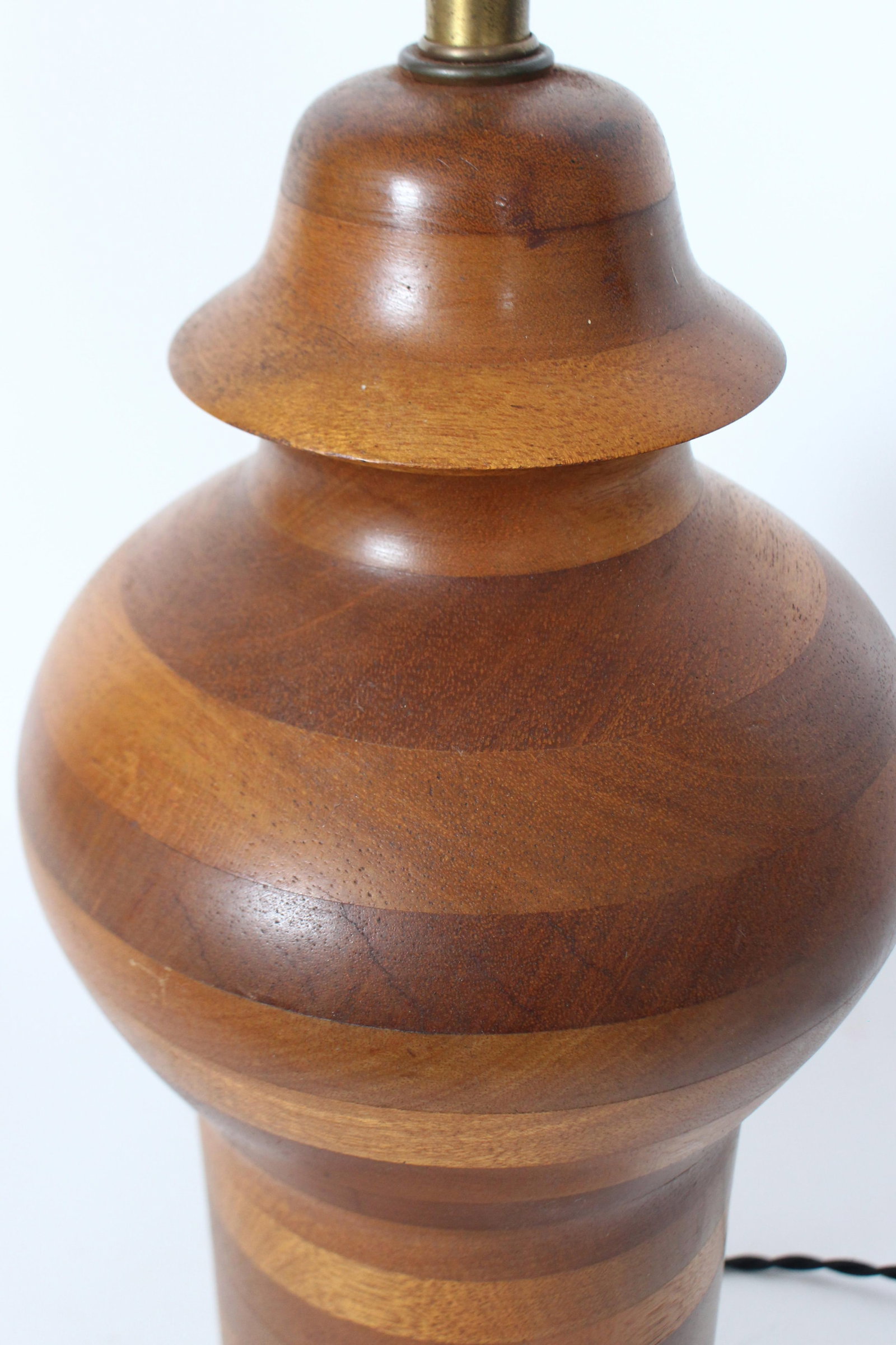 Ginger Jar Table Lamp in Stacked Mixed Hardwood, 1970's - 9
