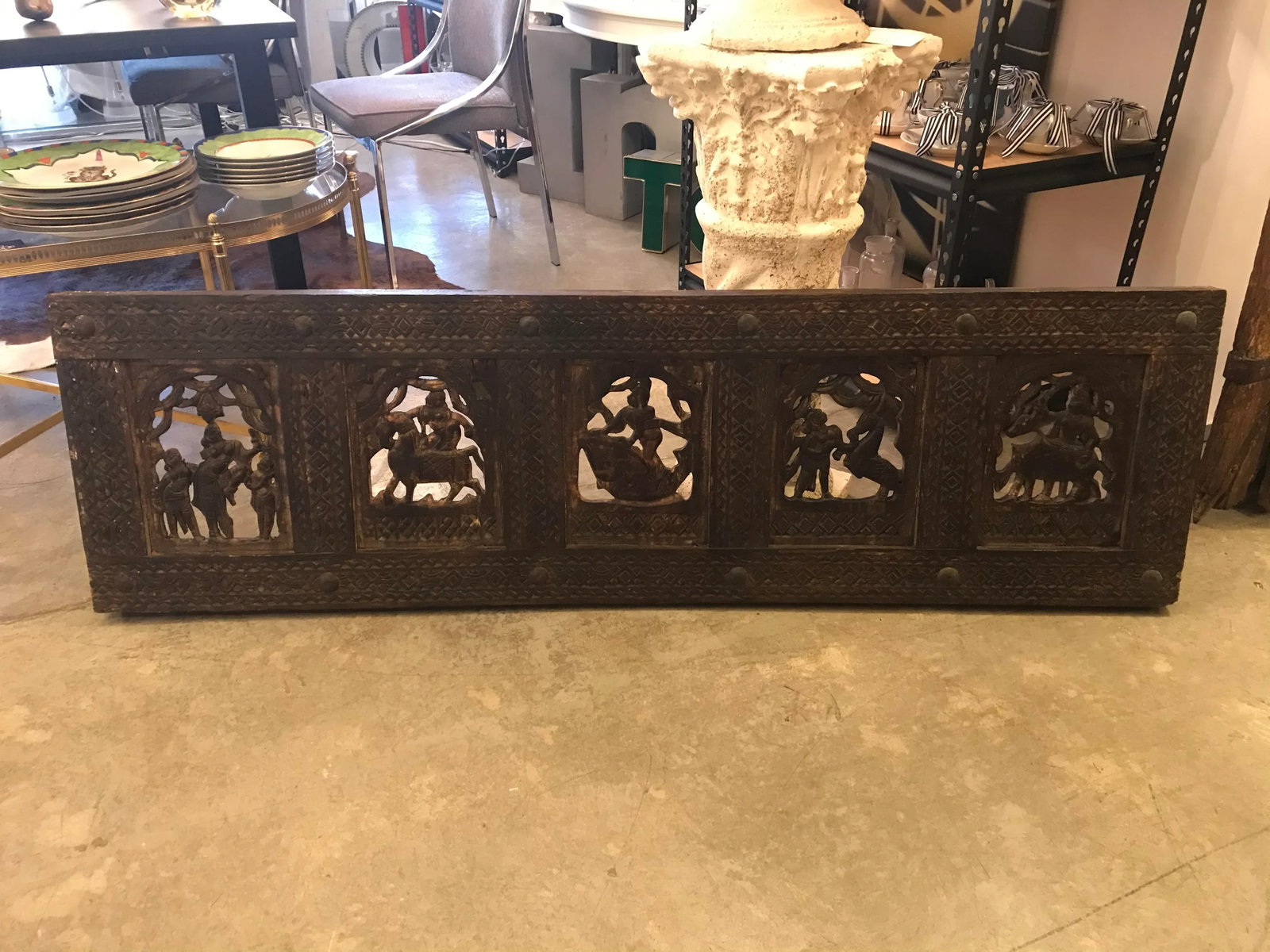 Antique Carved Wooden Temple Wall Ornament - 13