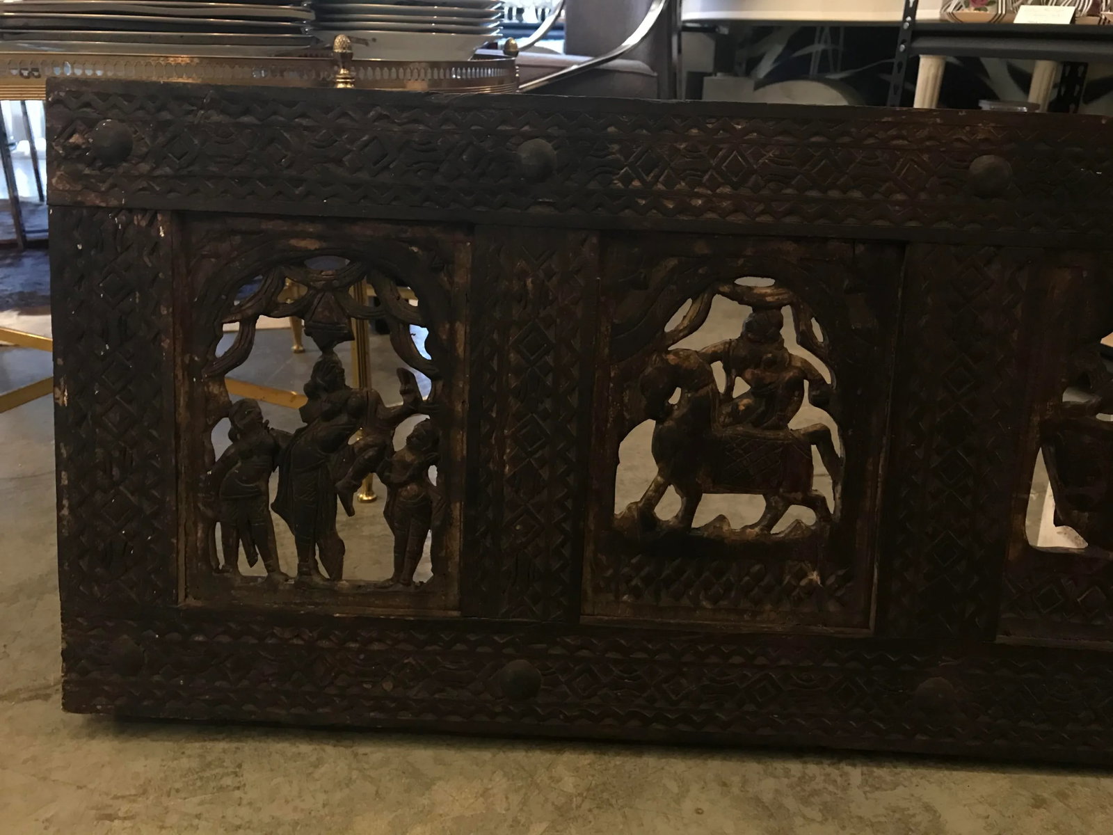Antique Carved Wooden Temple Wall Ornament - 3
