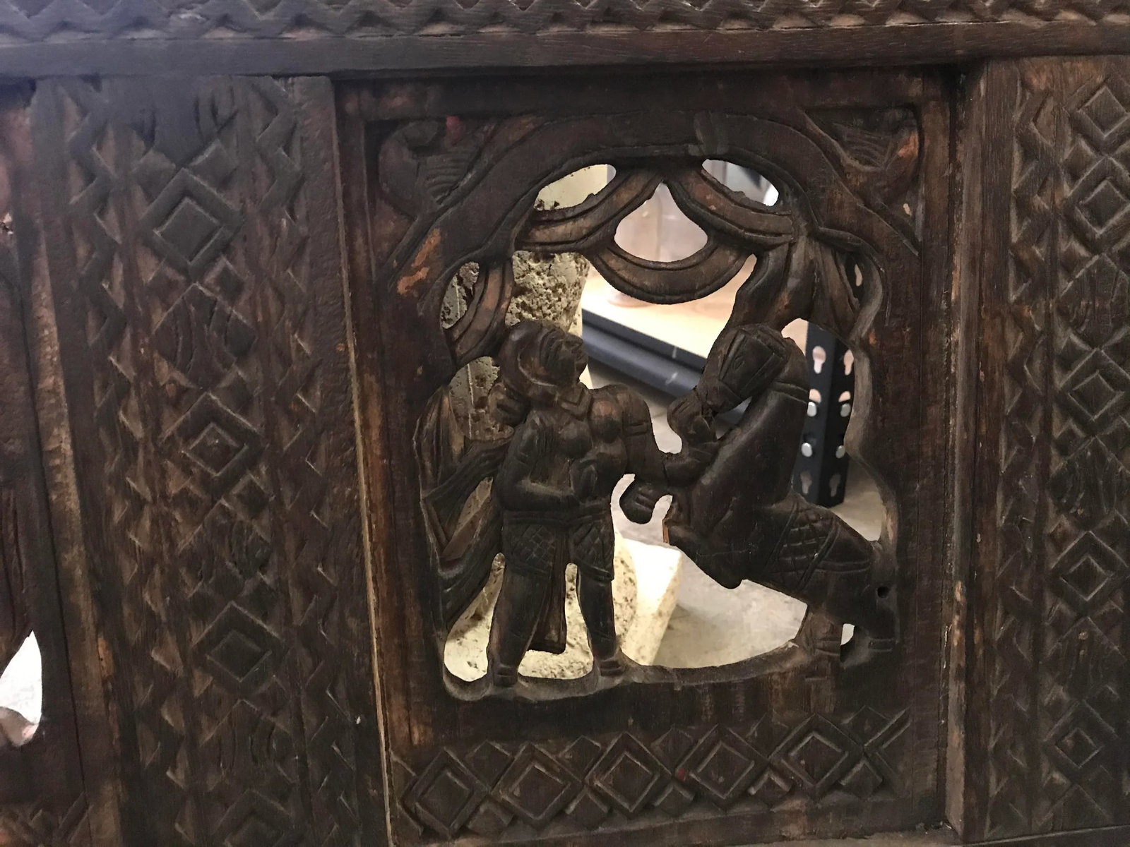 Antique Carved Wooden Temple Wall Ornament - 4