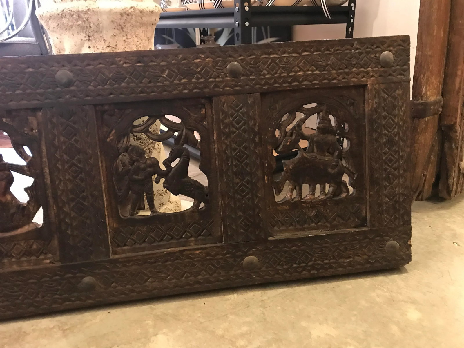Antique Carved Wooden Temple Wall Ornament - 5