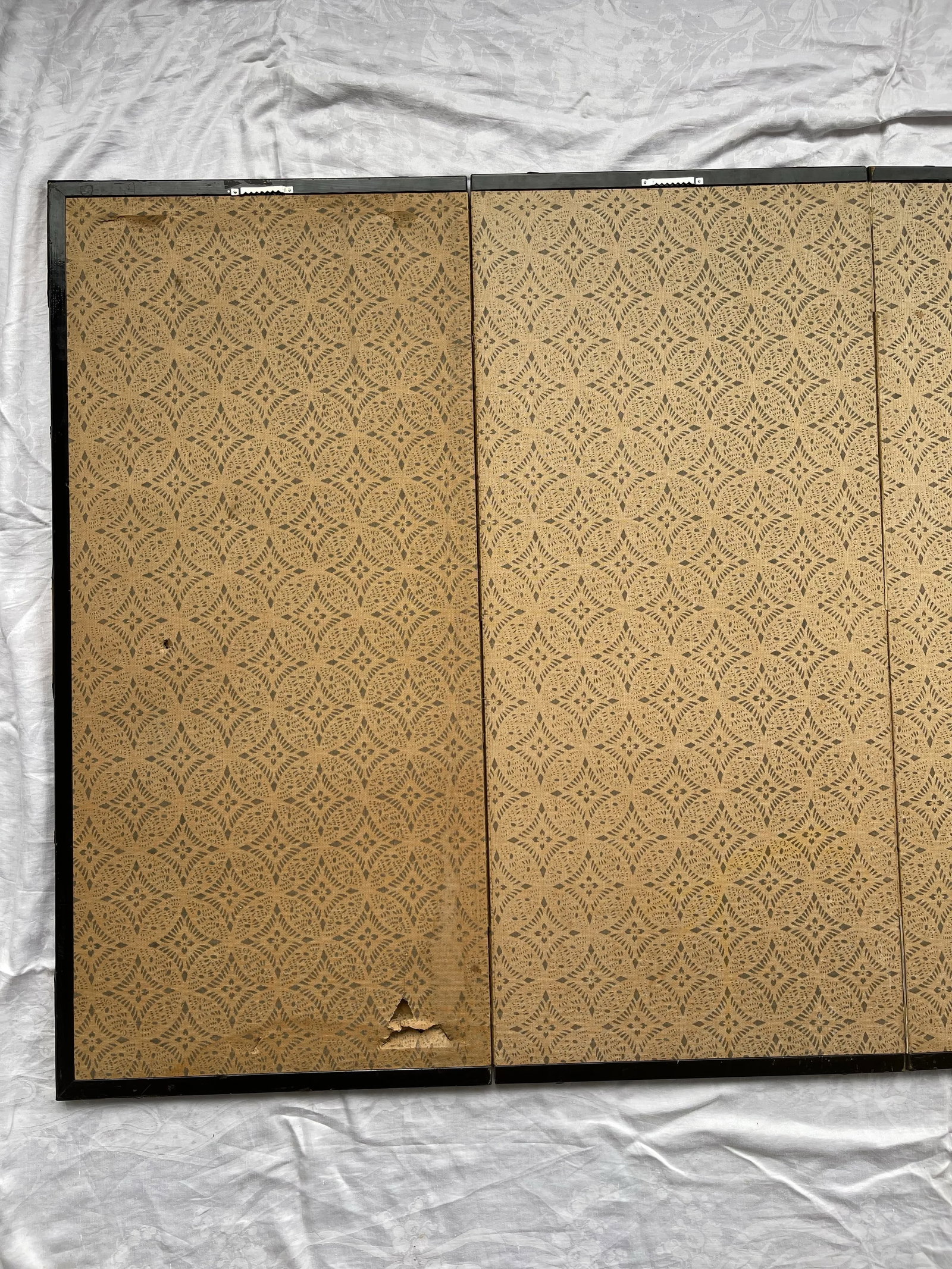 "Flower Cart" Post-1940s Japanese Byobu Painted 4-Panel Folding Screen - 10