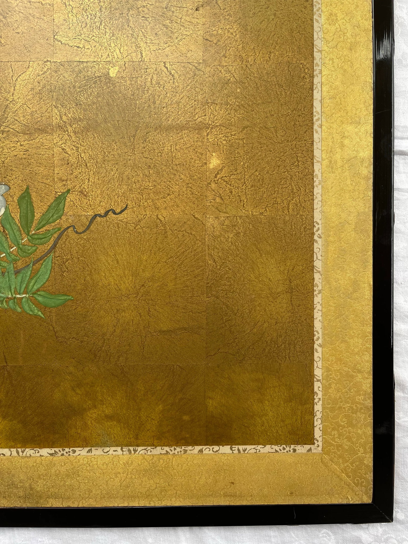 "Flower Cart" Post-1940s Japanese Byobu Painted 4-Panel Folding Screen - 7