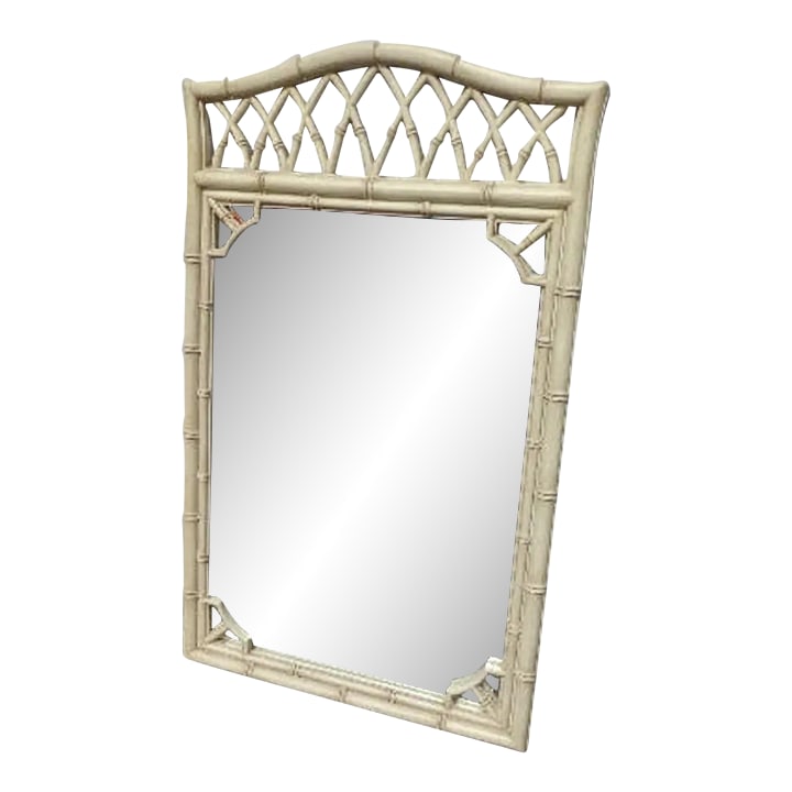 Vintage Thomasville Allegro Faux Bamboo Wall Mirror: Vintage Regency Faux Bamboo Wall Mirror by Thomasville for the Allegro Series. Beachy chic and versatile size. Keep as is in the original finish or would fabulous painted a bright new color. Shows nor