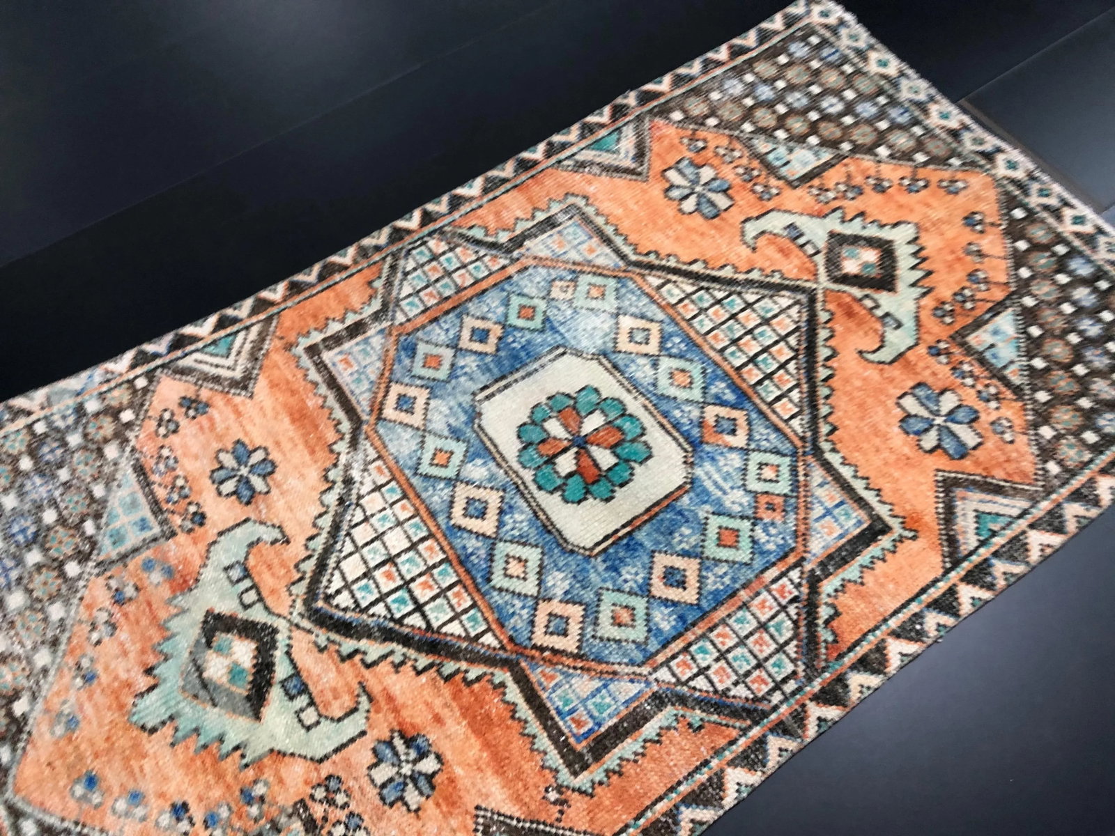 Vintage Turkish Anatolian Orange Rug - 6