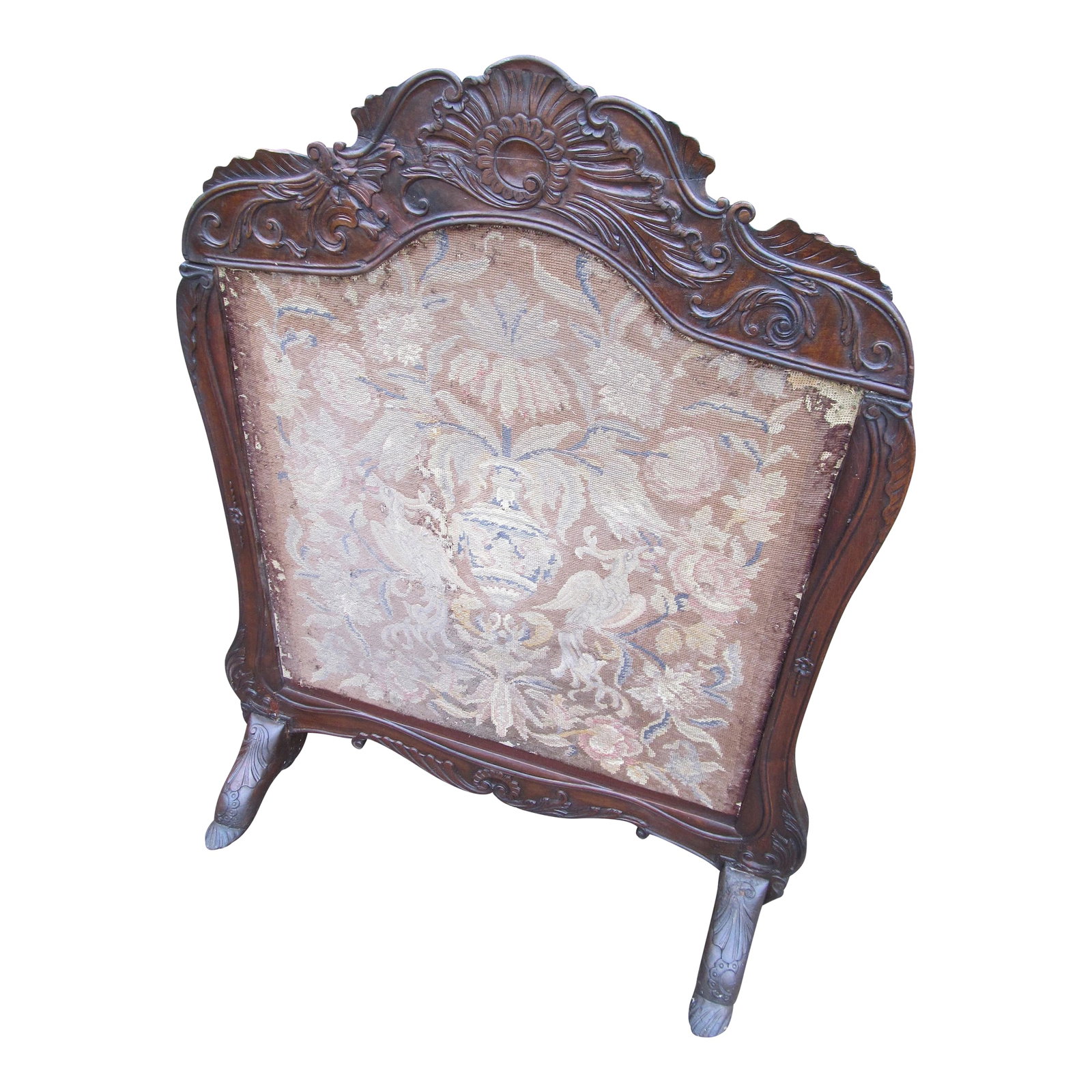 French 1880s Walnut Tapestry Fire Screen: French 1880s Walnut Tapestry Fire Screen Tapestry is not in the best condition. Ask for measurements and will provide. Condition: Alterations: Original Condition Unaltered Imperfections: Needs
