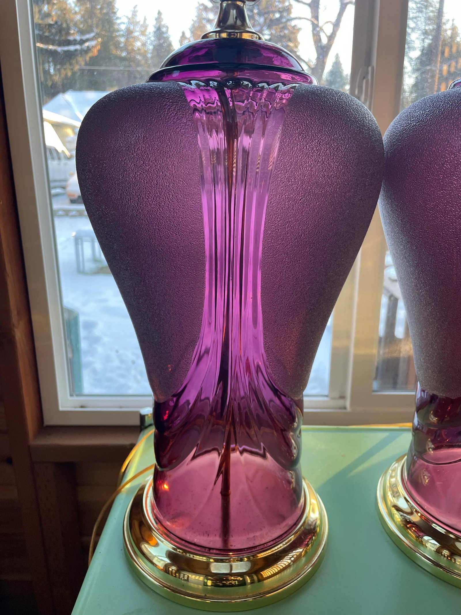Vintage Heyco Art Deco Amethyst Table Lamps - a Pair - 11