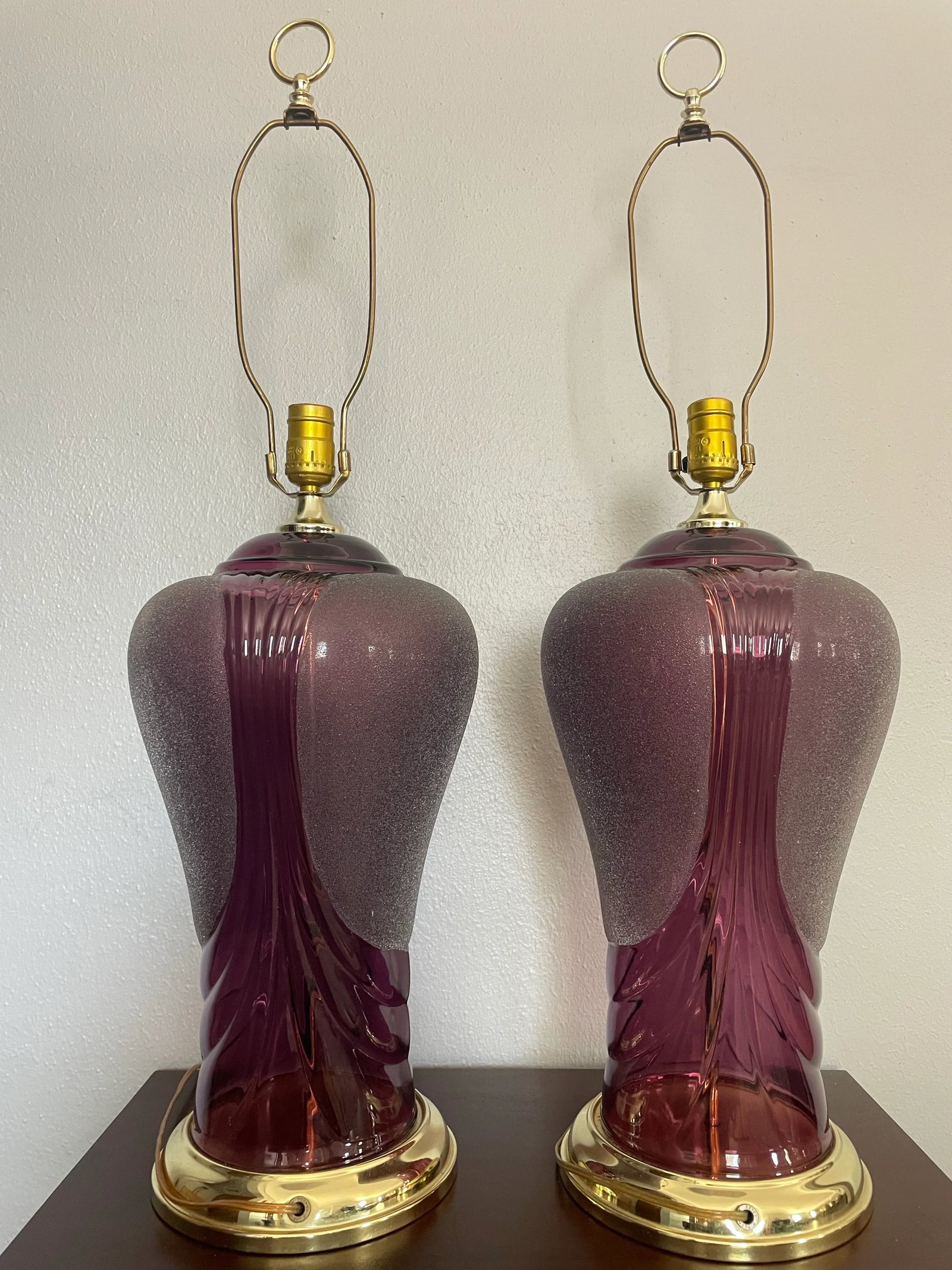 Vintage Heyco Art Deco Amethyst Table Lamps - a Pair - 2