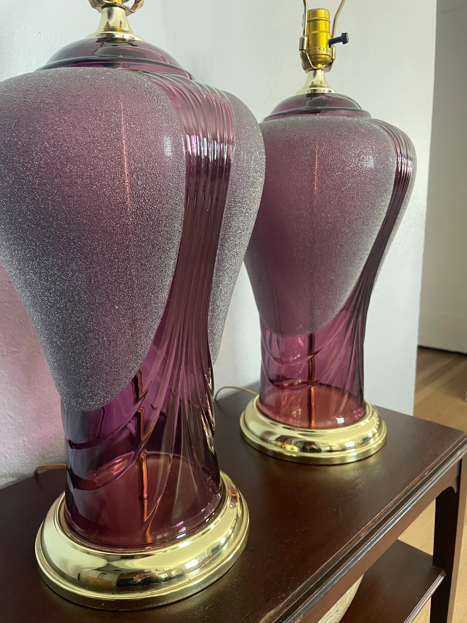 Vintage Heyco Art Deco Amethyst Table Lamps - a Pair - 3
