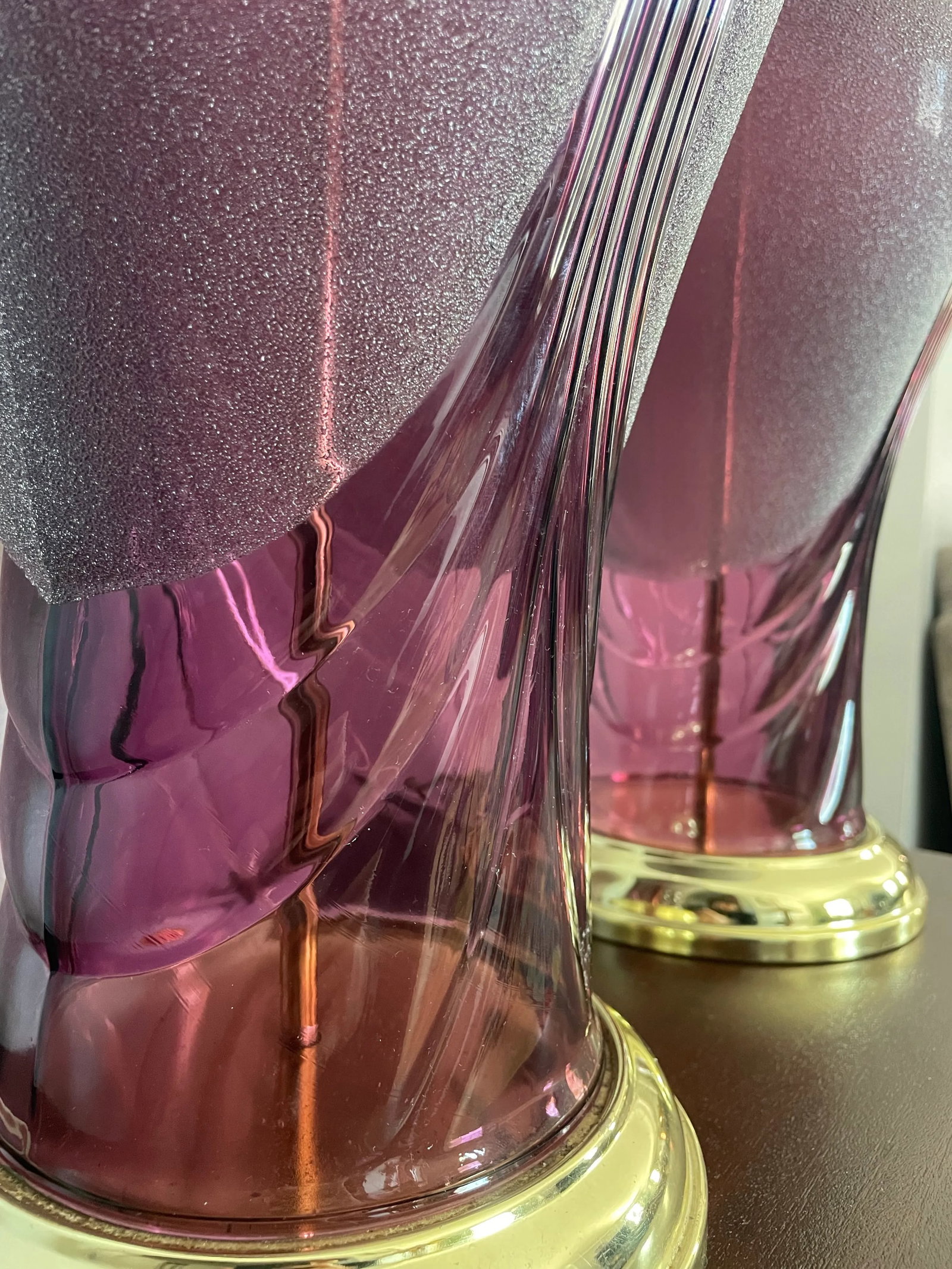 Vintage Heyco Art Deco Amethyst Table Lamps - a Pair - 4