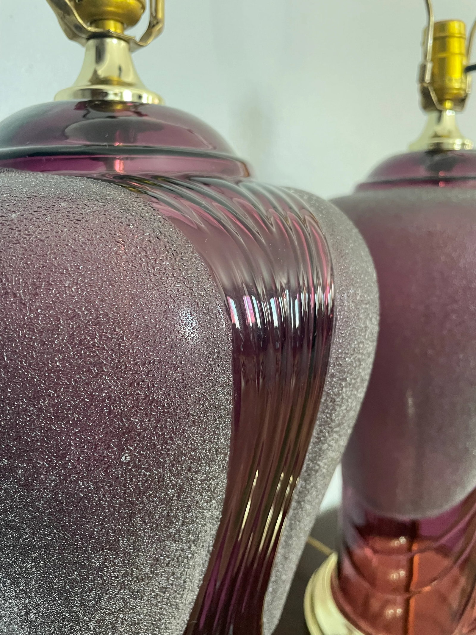 Vintage Heyco Art Deco Amethyst Table Lamps - a Pair - 5