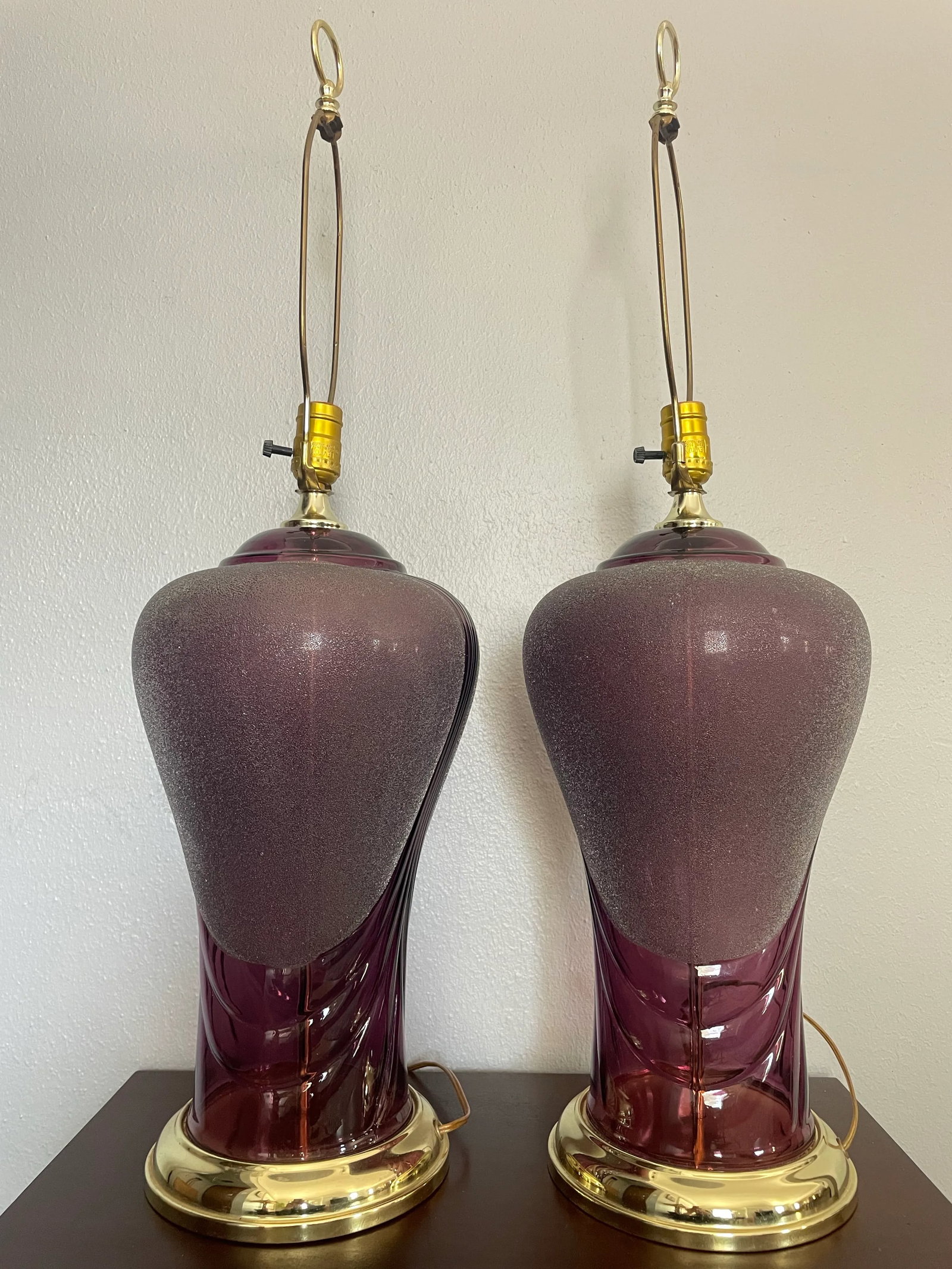 Vintage Heyco Art Deco Amethyst Table Lamps - a Pair - 6