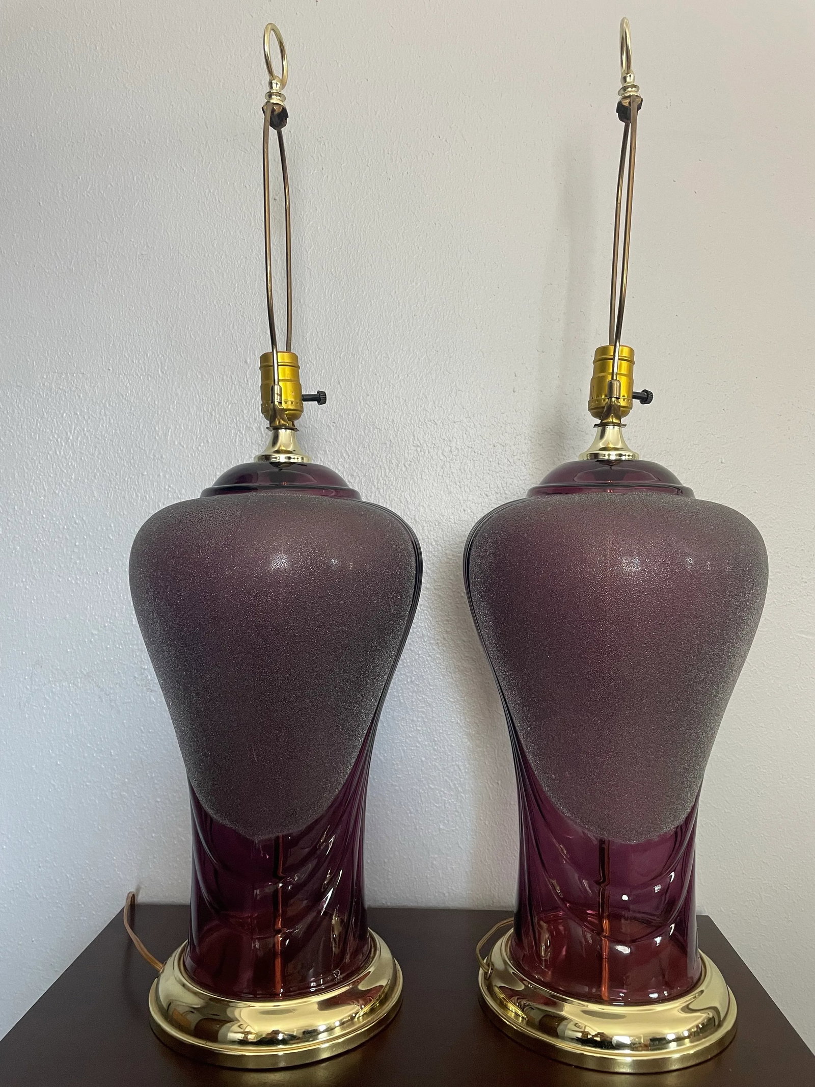 Vintage Heyco Art Deco Amethyst Table Lamps - a Pair - 7