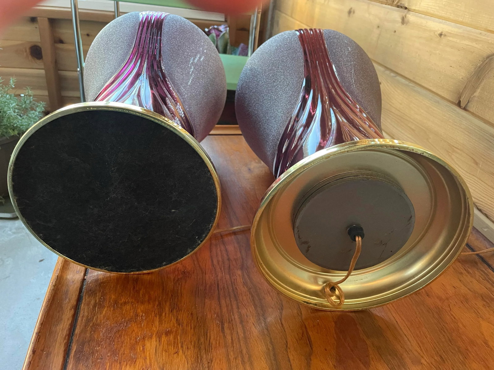 Vintage Heyco Art Deco Amethyst Table Lamps - a Pair - 9