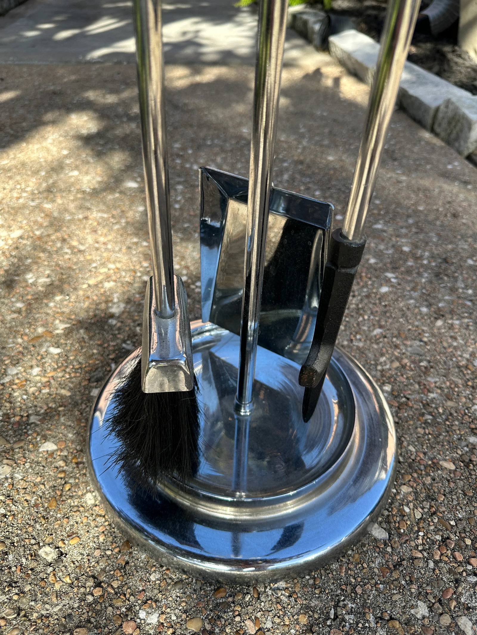 Hollywood Regency Mid-Century Modern Lucite & Chrome Fireplace Tool Set - 4