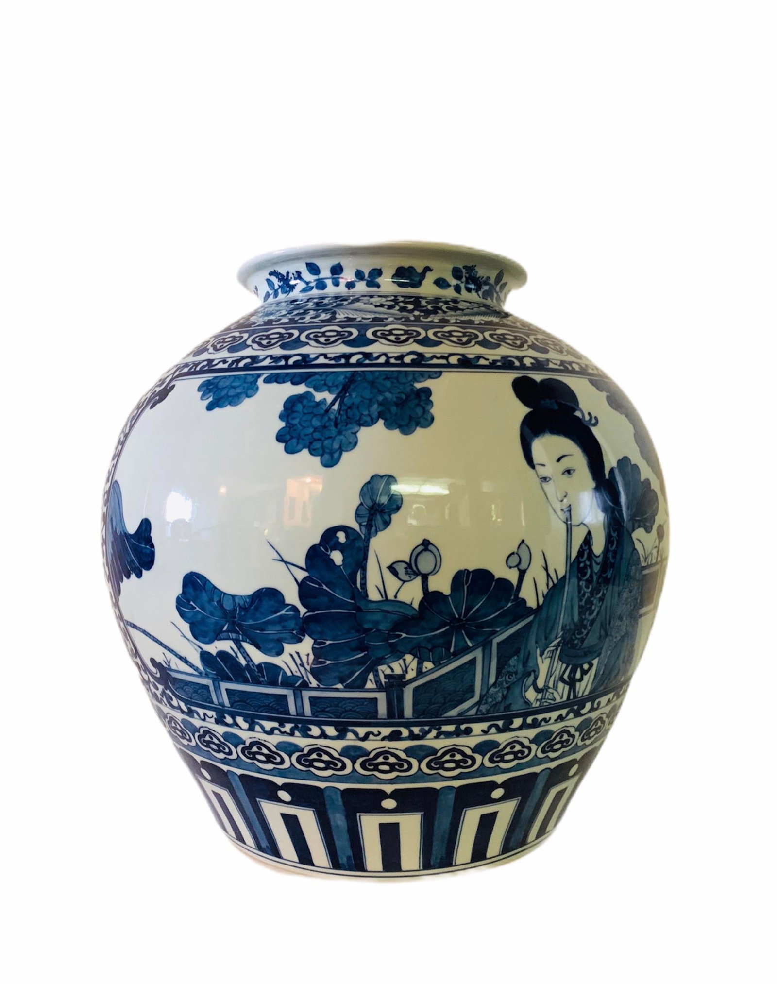Vintage Large Cobalt Blue Chinese Porcelain Vase - 12