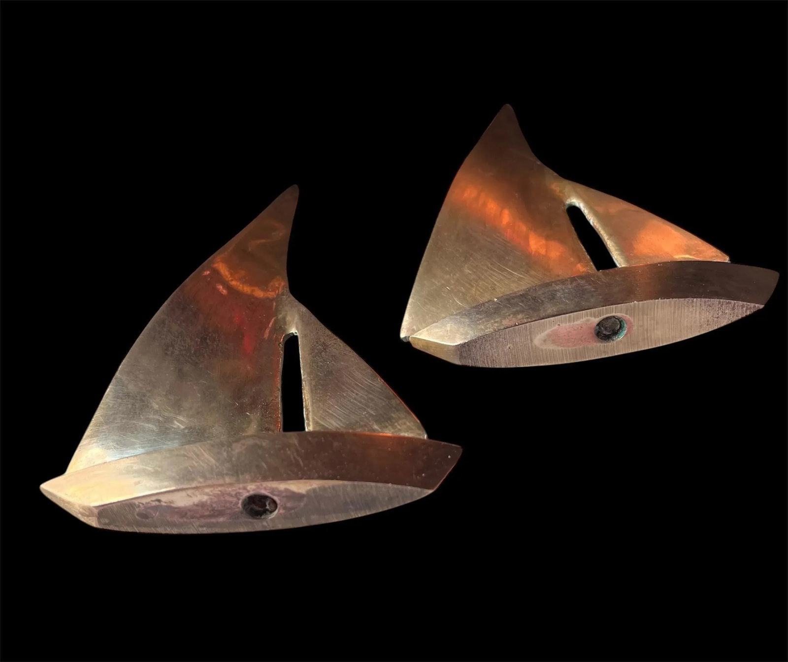 1960s Mid-Century Modern Brass Tabletop Sailboats- Set of 2 - 3