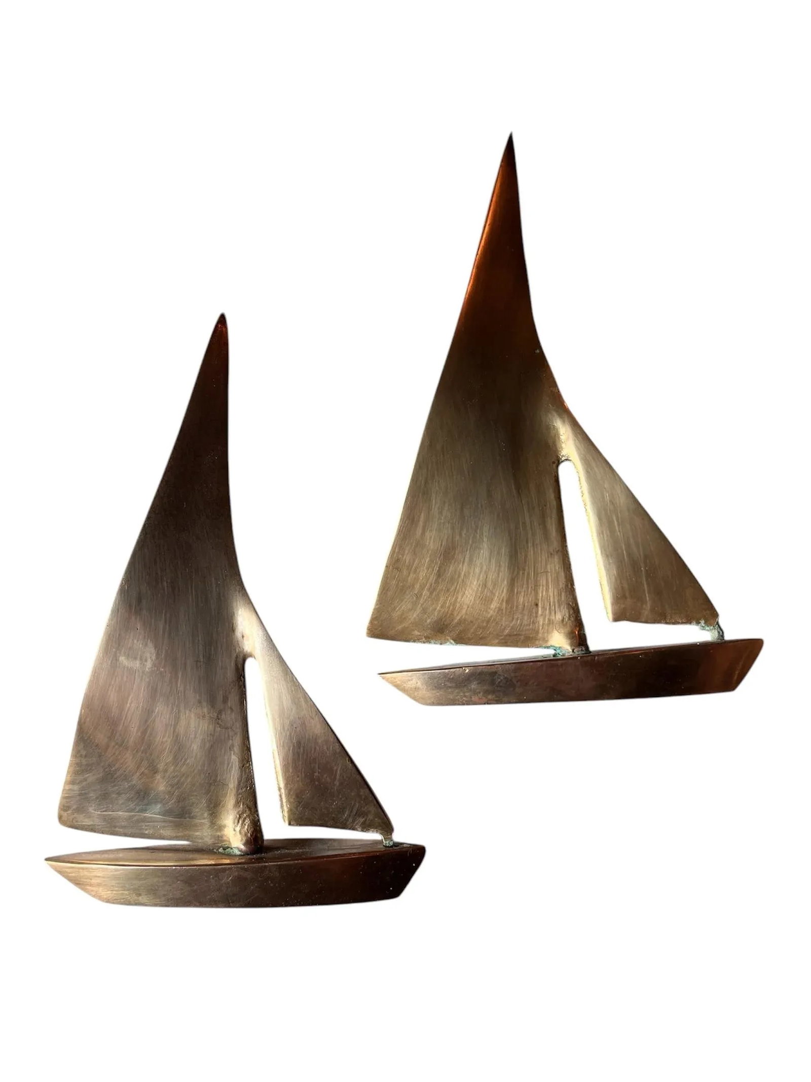 1960s Mid-Century Modern Brass Tabletop Sailboats- Set of 2 - 4