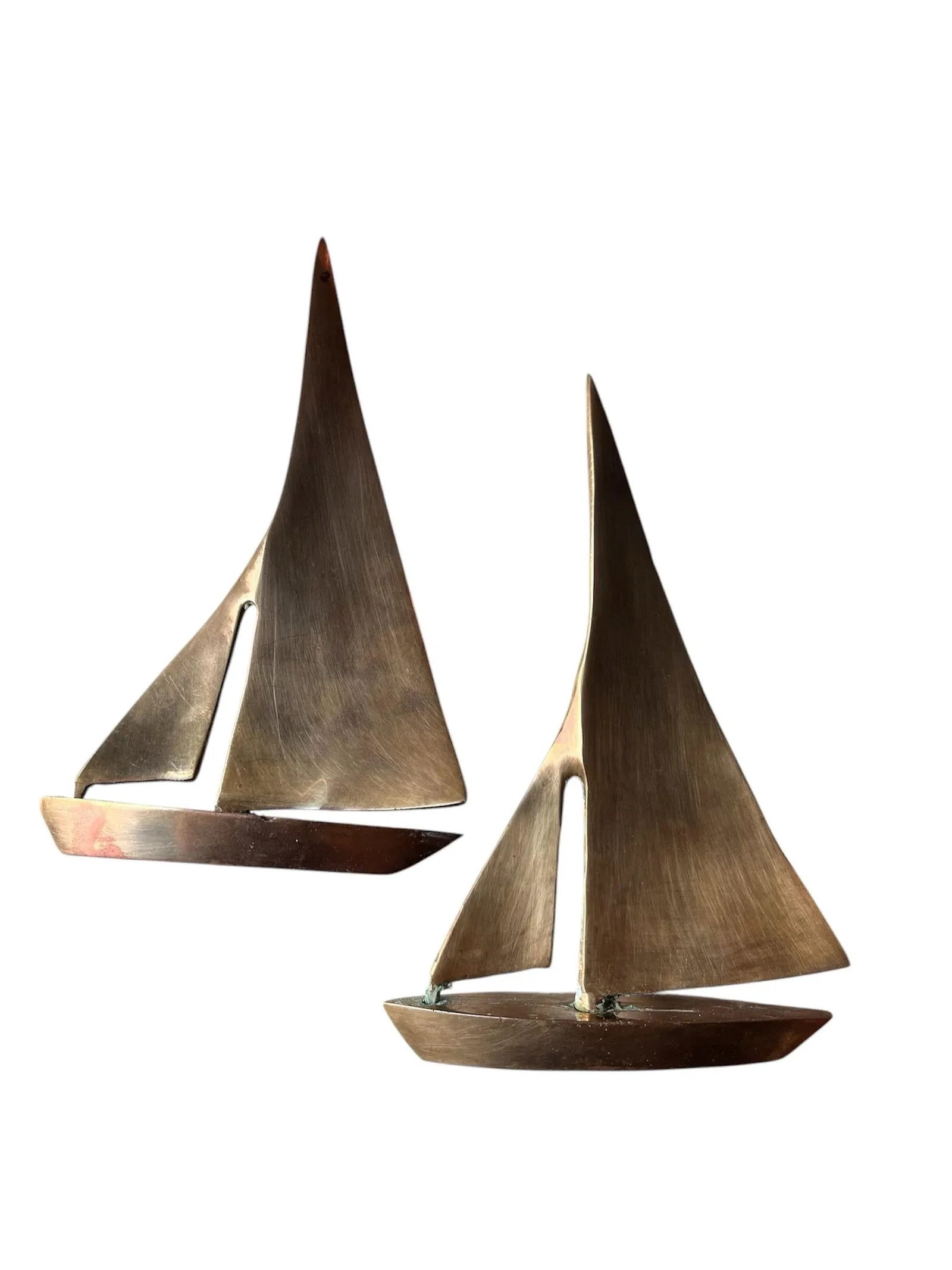 1960s Mid-Century Modern Brass Tabletop Sailboats- Set of 2 - 5