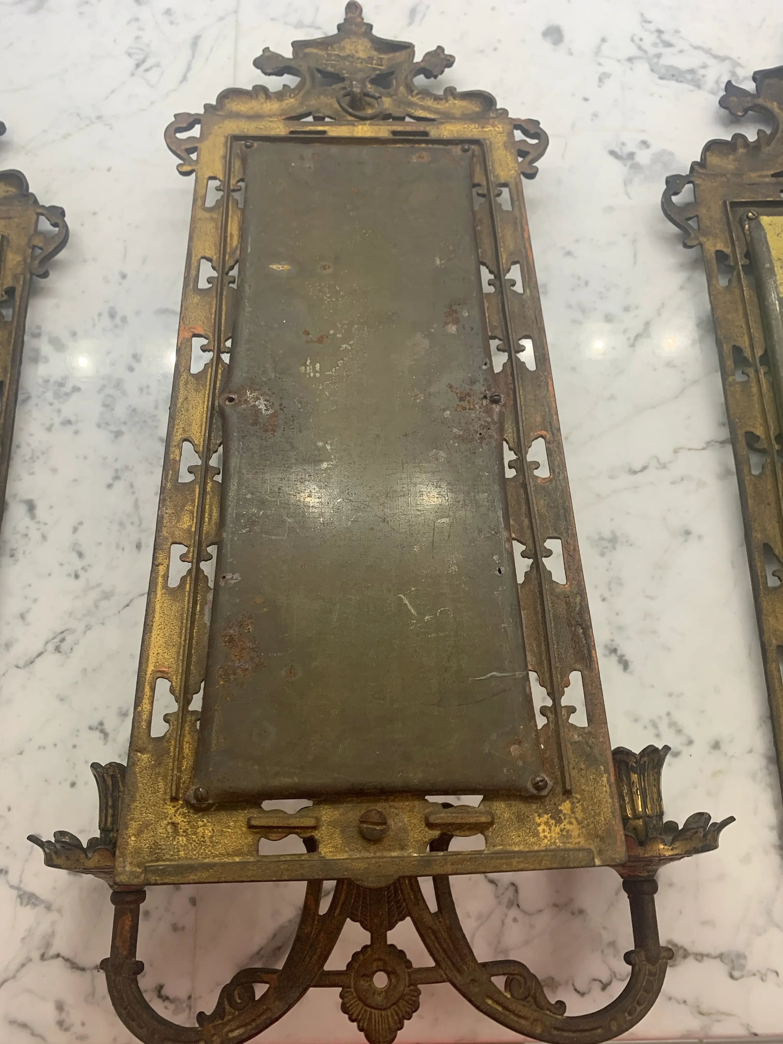 Vintage B&h Brass Wall Mirror Beveled Glass 3598- 3 Pieces - 5