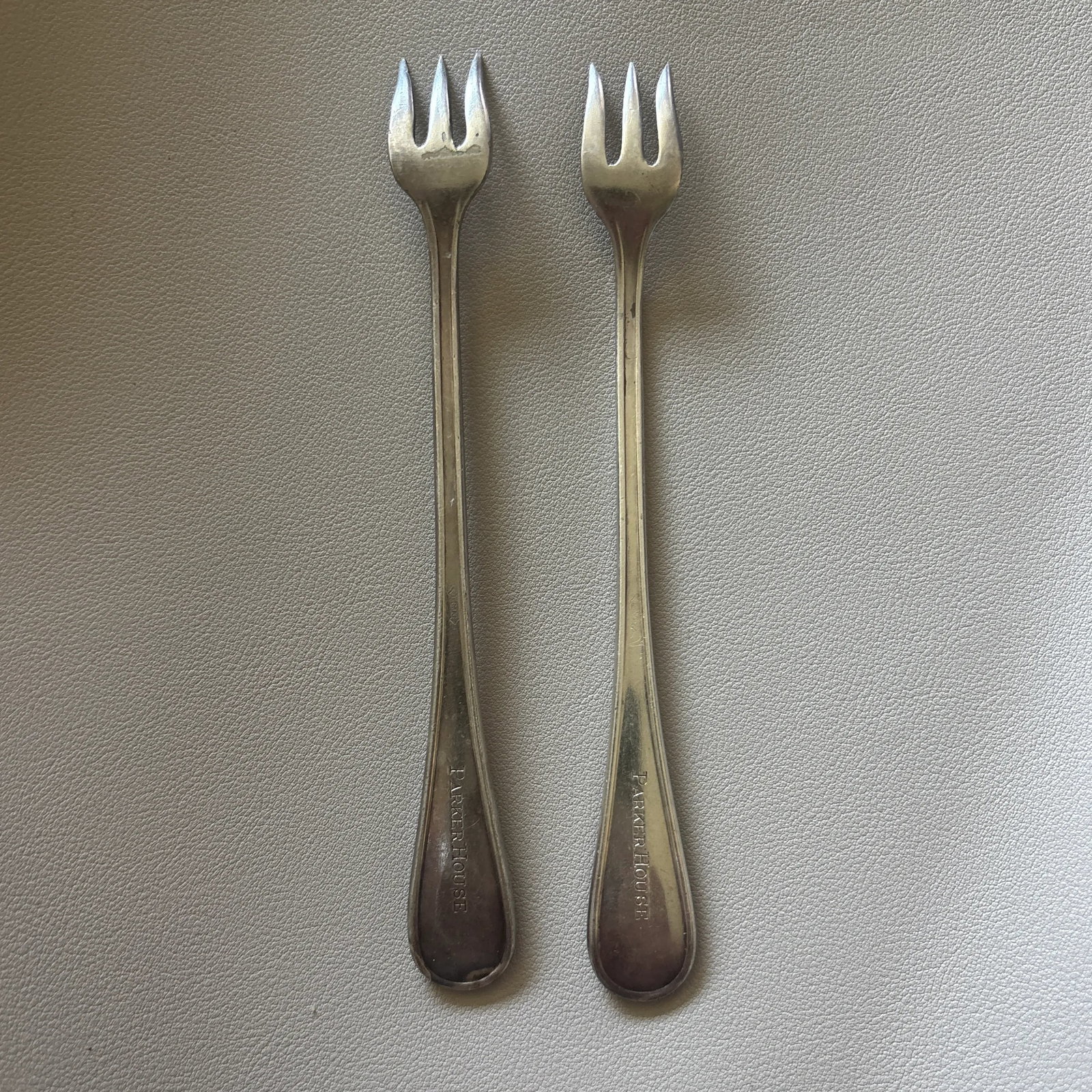 Antique International Silver Co. Hotel Ware Silver Plate Trident Oyster Forks Set of 2 From the Park - 2