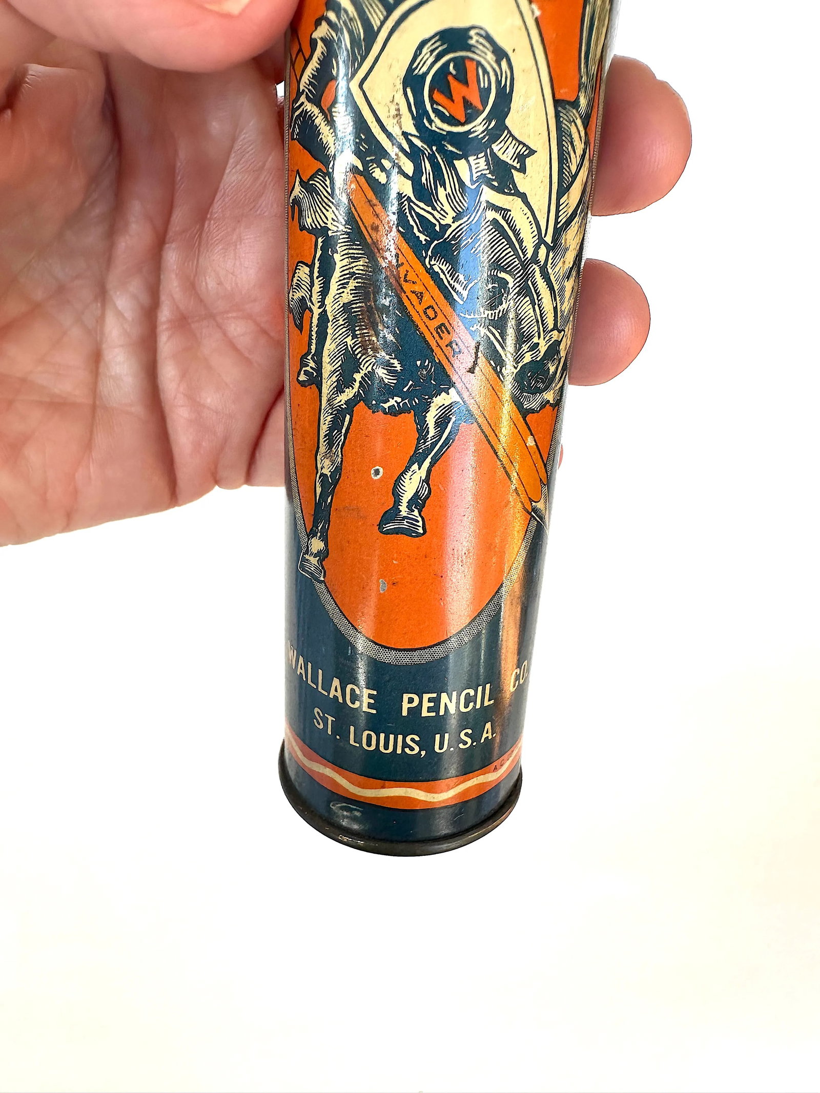 Decorative Tin Box Cylinder With Charging Medieval Knight - 6