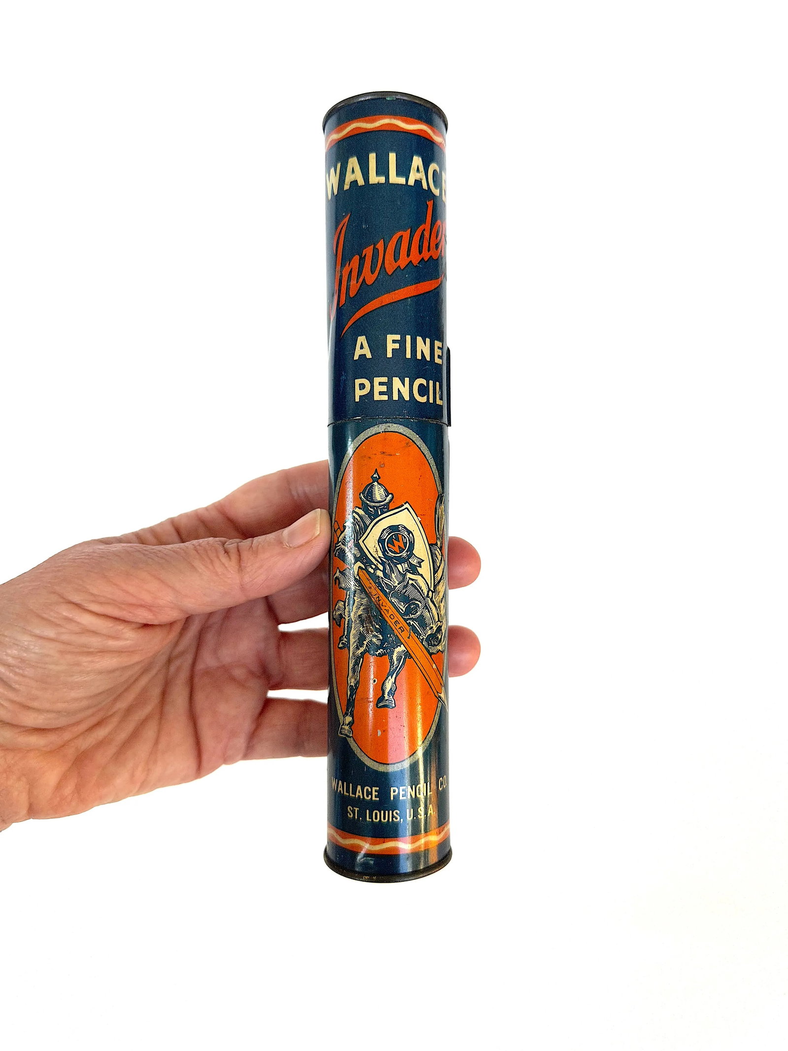 Decorative Tin Box Cylinder With Charging Medieval Knight - 8