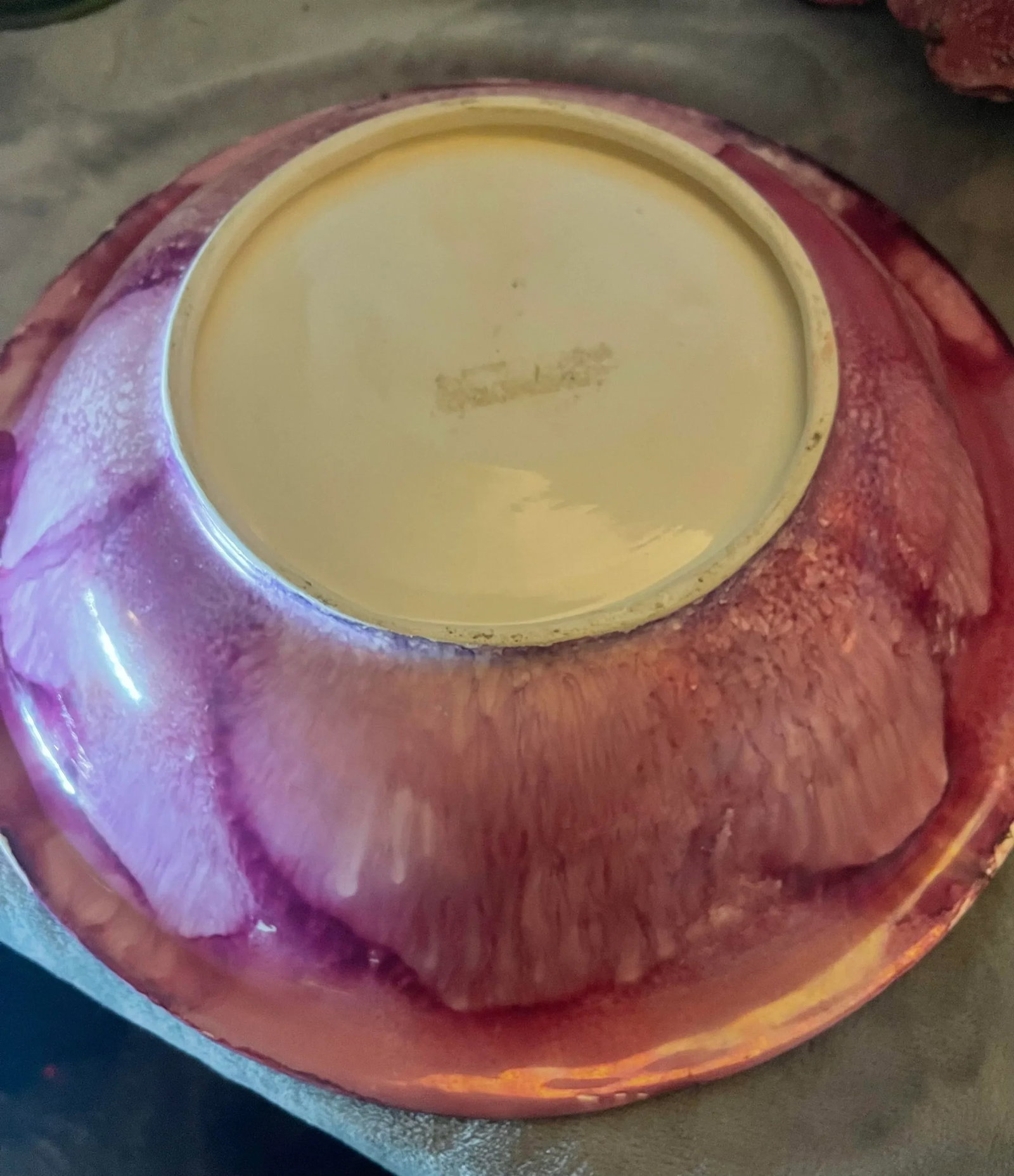Vintage Signed Wash Basin & Pitcher Pink & White Lusterware With Drip Glaze & Gilding - 3
