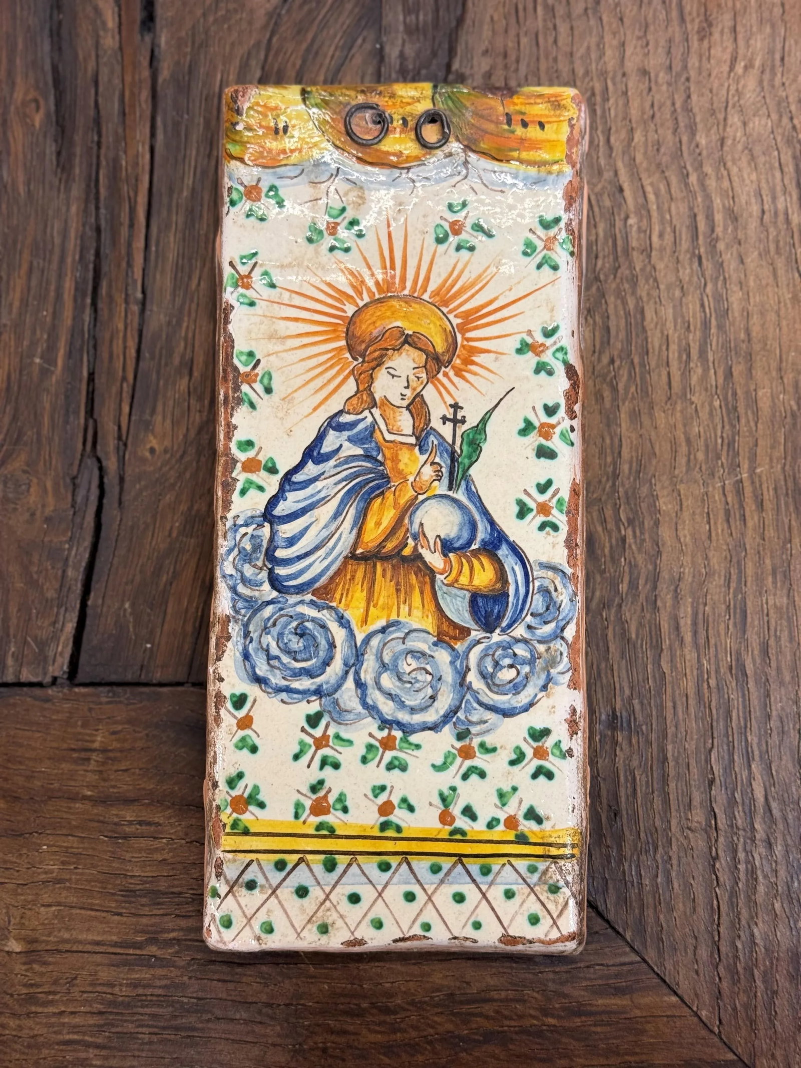 19th Century Castelli San Donato Italian Hand Painted Madonna Tile - 2
