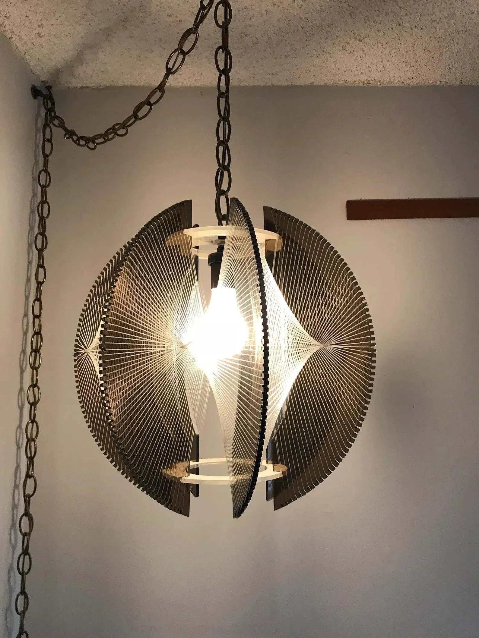 Mid Century Lucite Pendant Light Chandelier Paul Secon Sompex Fixture - 2