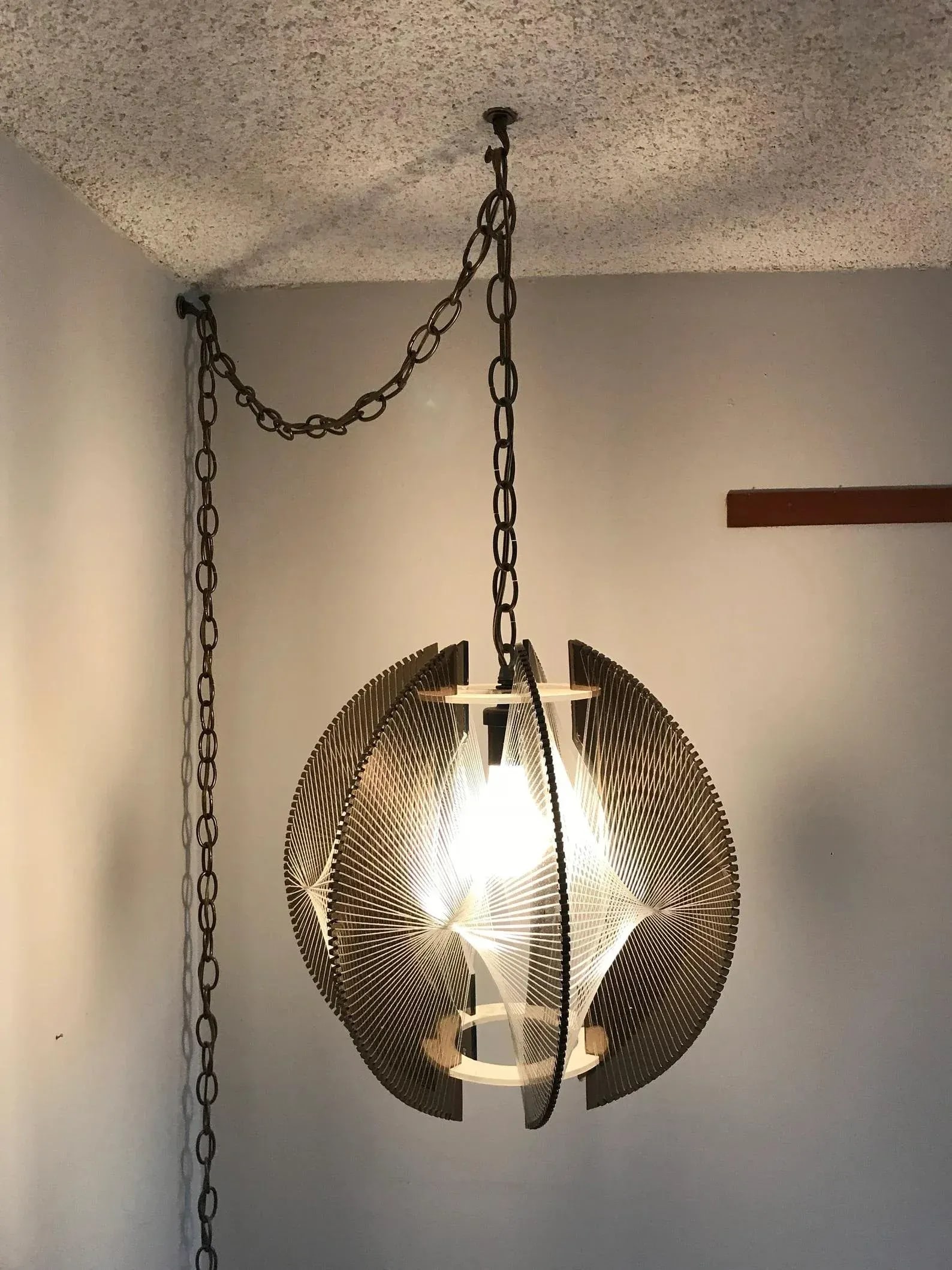 Mid Century Lucite Pendant Light Chandelier Paul Secon Sompex Fixture - 3