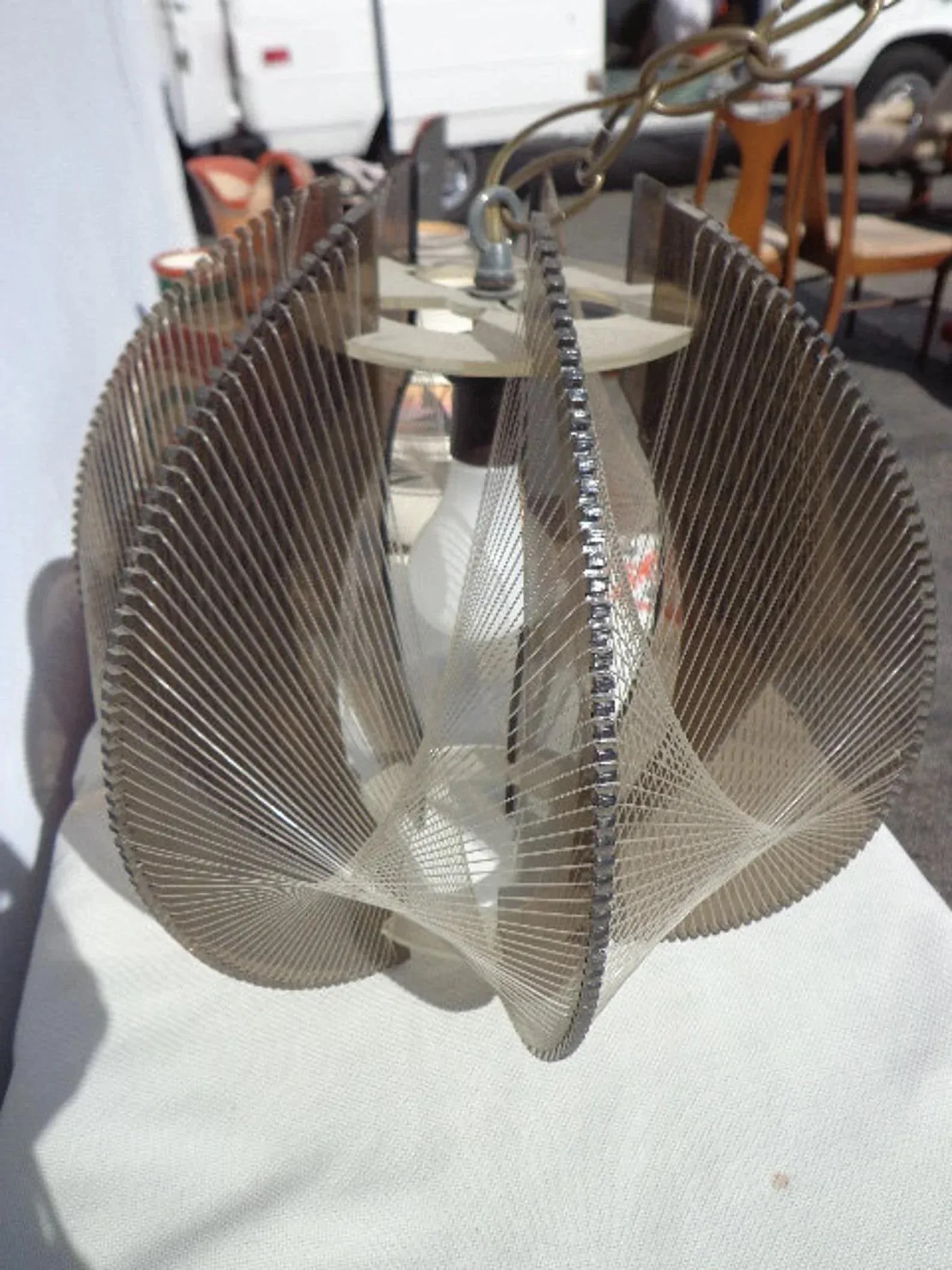 Mid Century Lucite Pendant Light Chandelier Paul Secon Sompex Fixture - 7