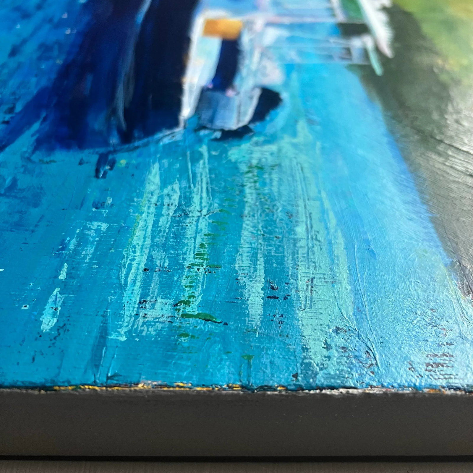 Boats, Great Salt Pond, Block Island, Original Acrylic Painting by Julia Lawing - 3