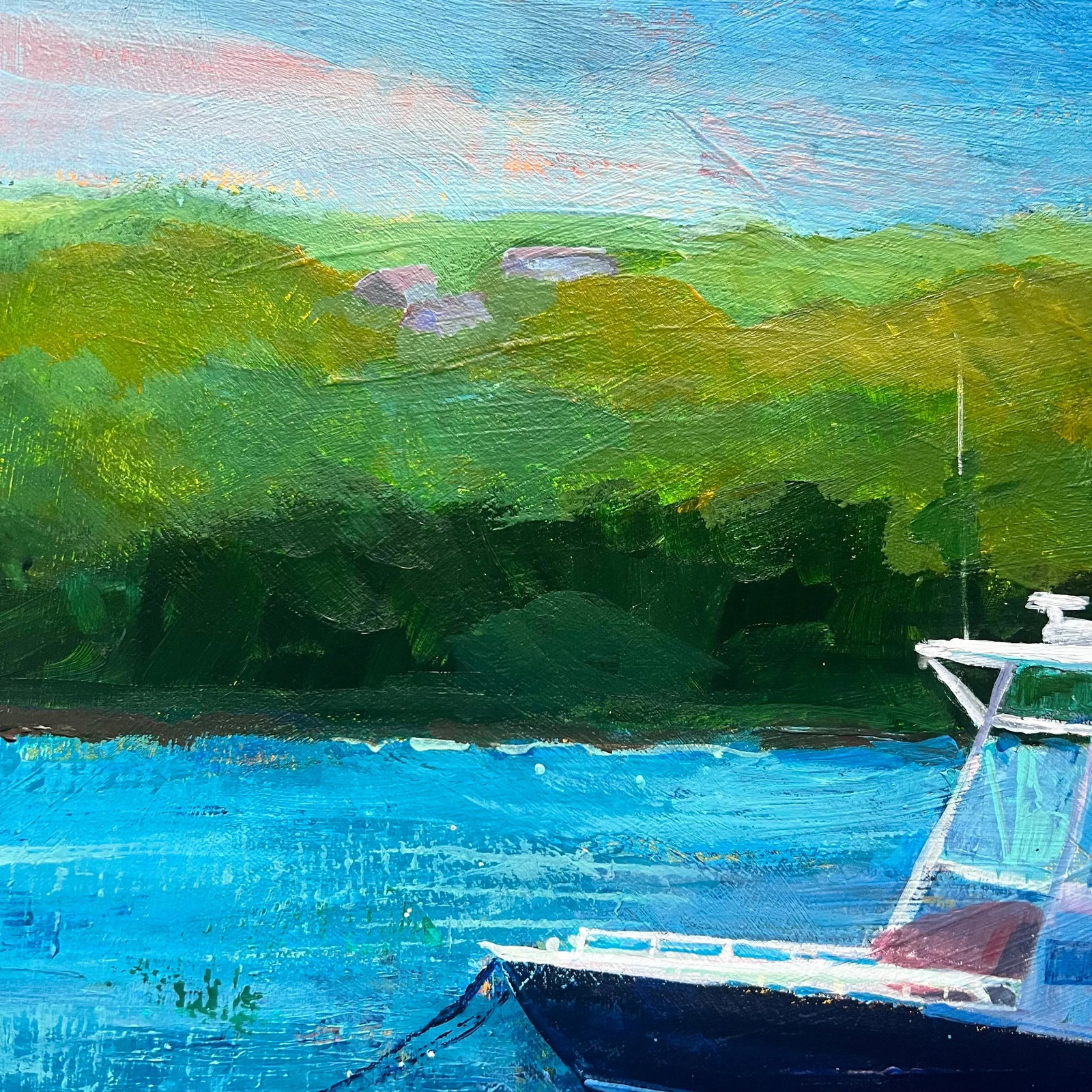 Boats, Great Salt Pond, Block Island, Original Acrylic Painting by Julia Lawing - 5