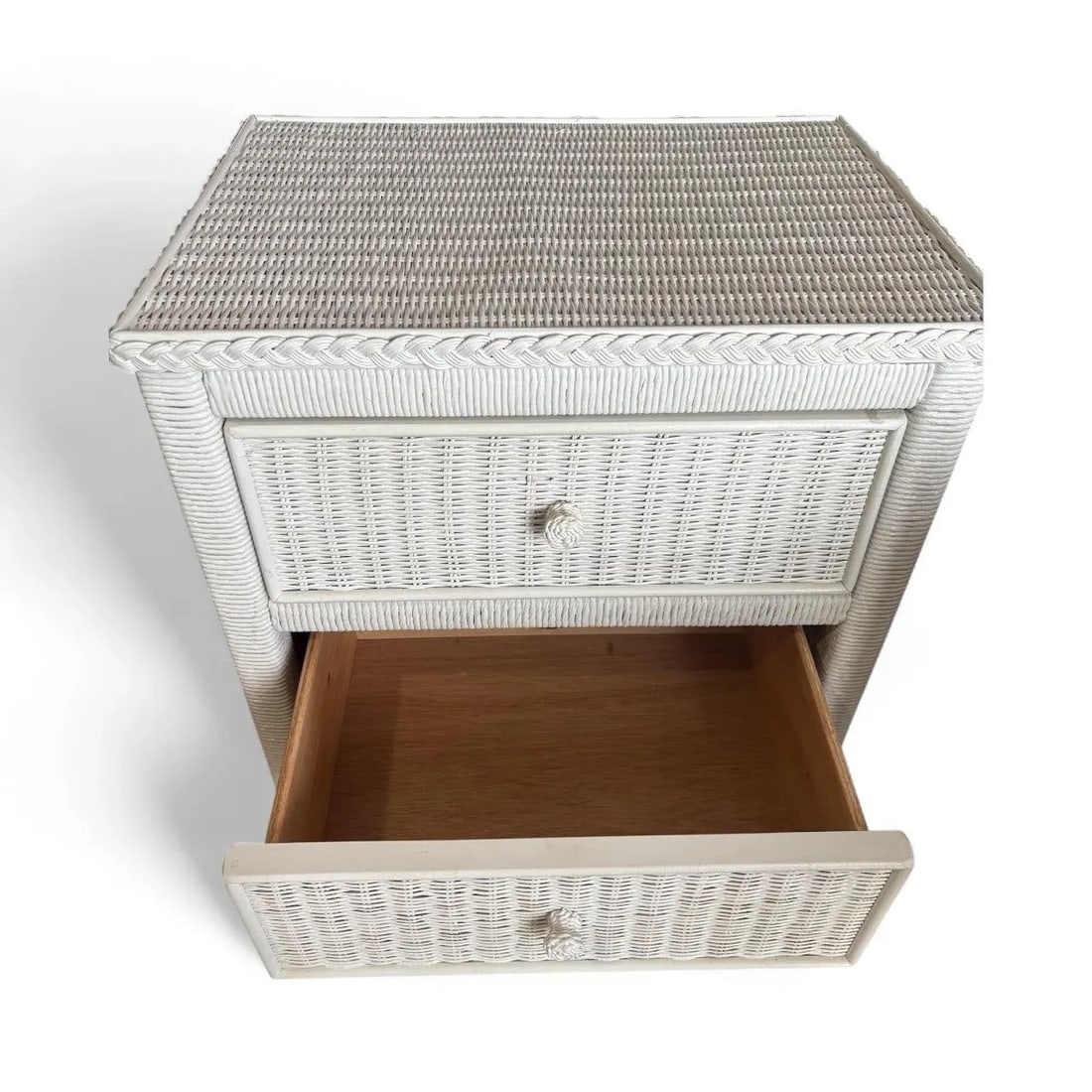 Coastal Regency Henry Link 2 Drawer White Wicker Nightstand by Lexington - 3
