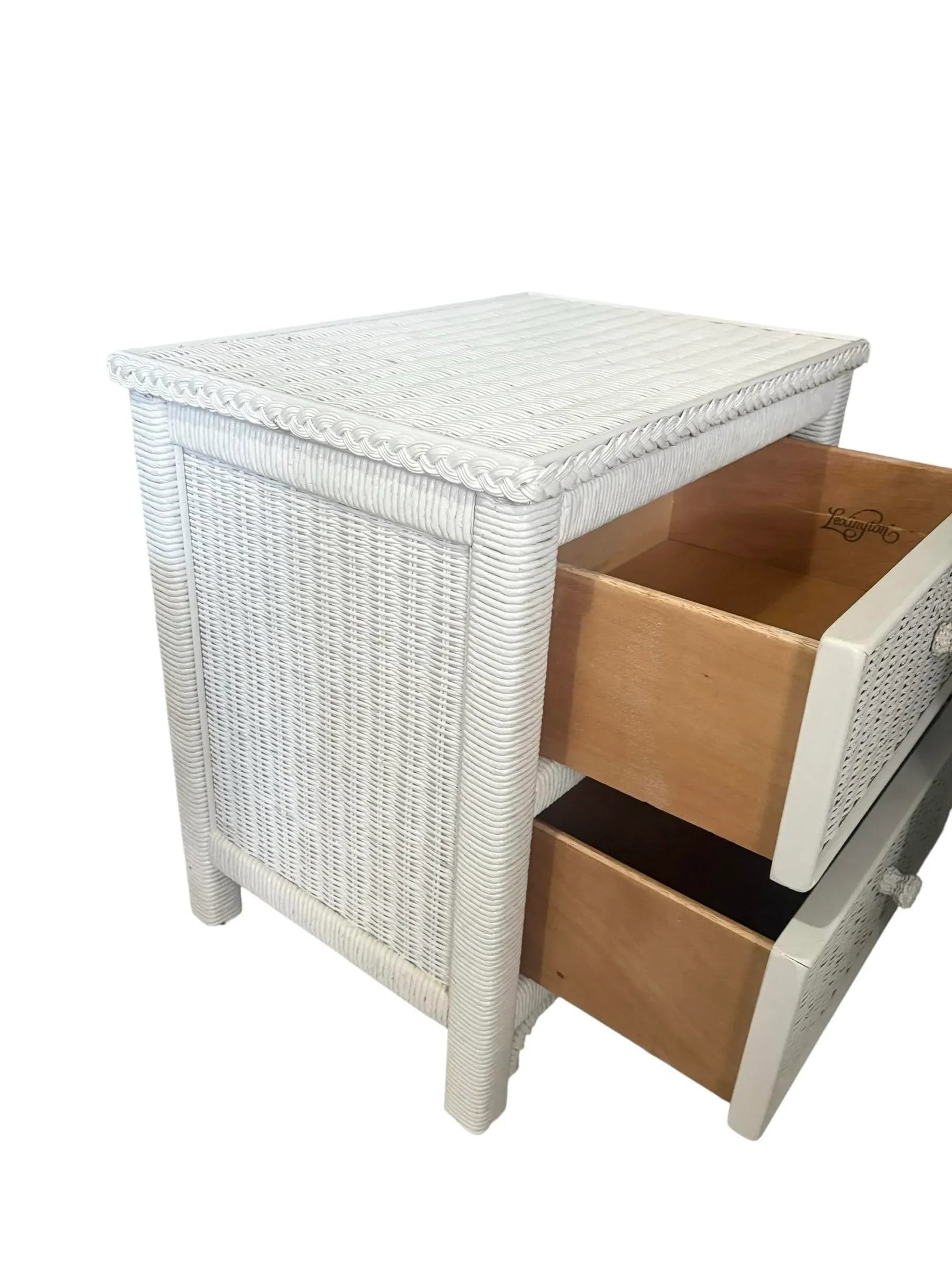 Coastal Regency Henry Link 2 Drawer White Wicker Nightstand by Lexington - 7
