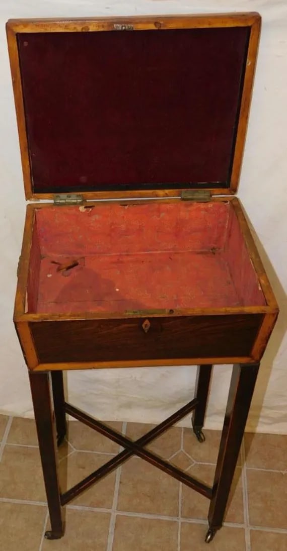 English Traditional Rosewood & Banded Satinwood Box on Stand - 4