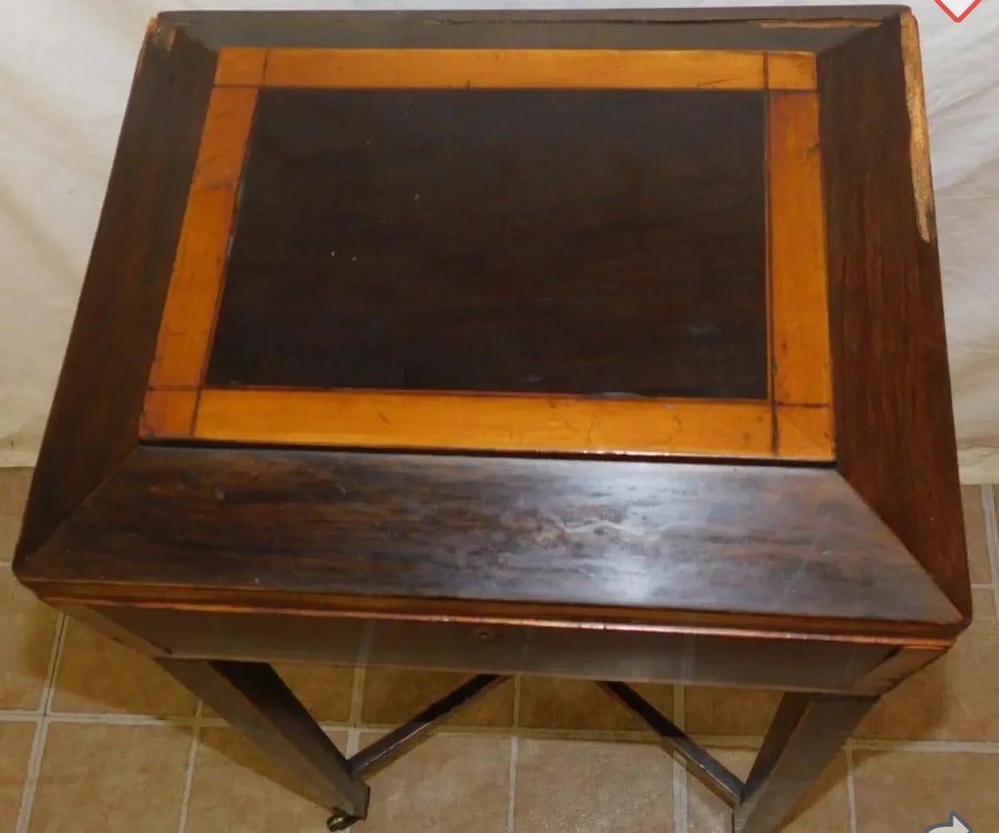English Traditional Rosewood & Banded Satinwood Box on Stand - 5