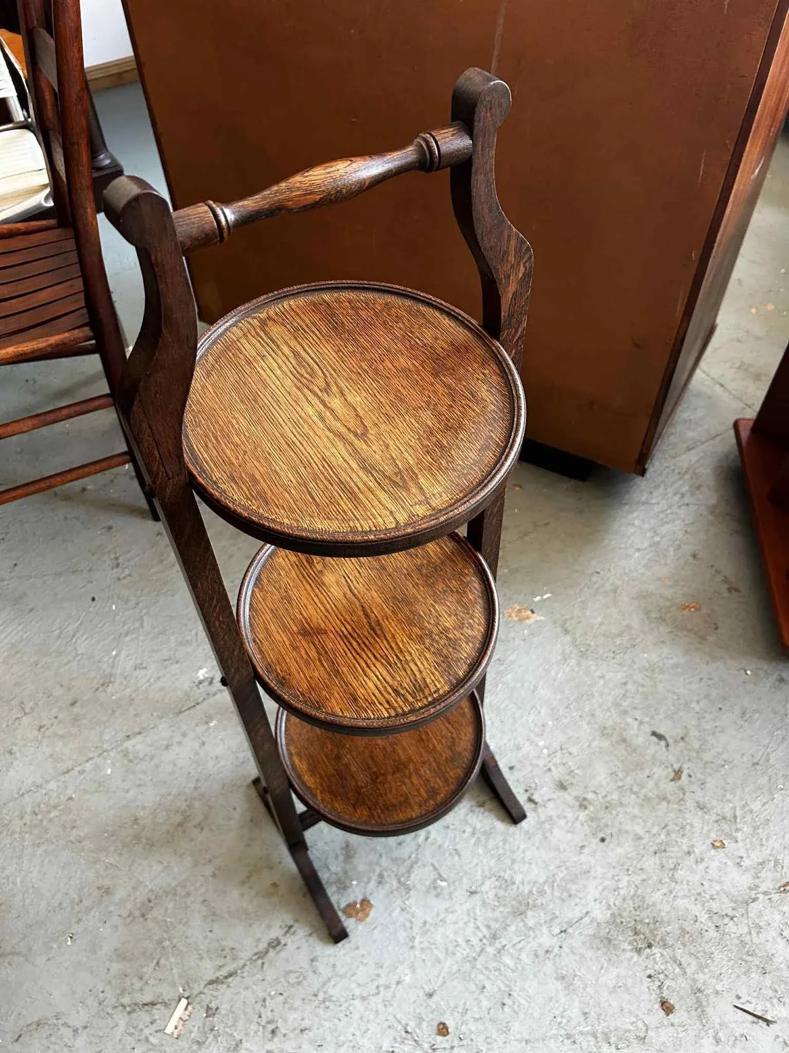 1900s Edwardian Mahogany Antique Cake Stand - 4