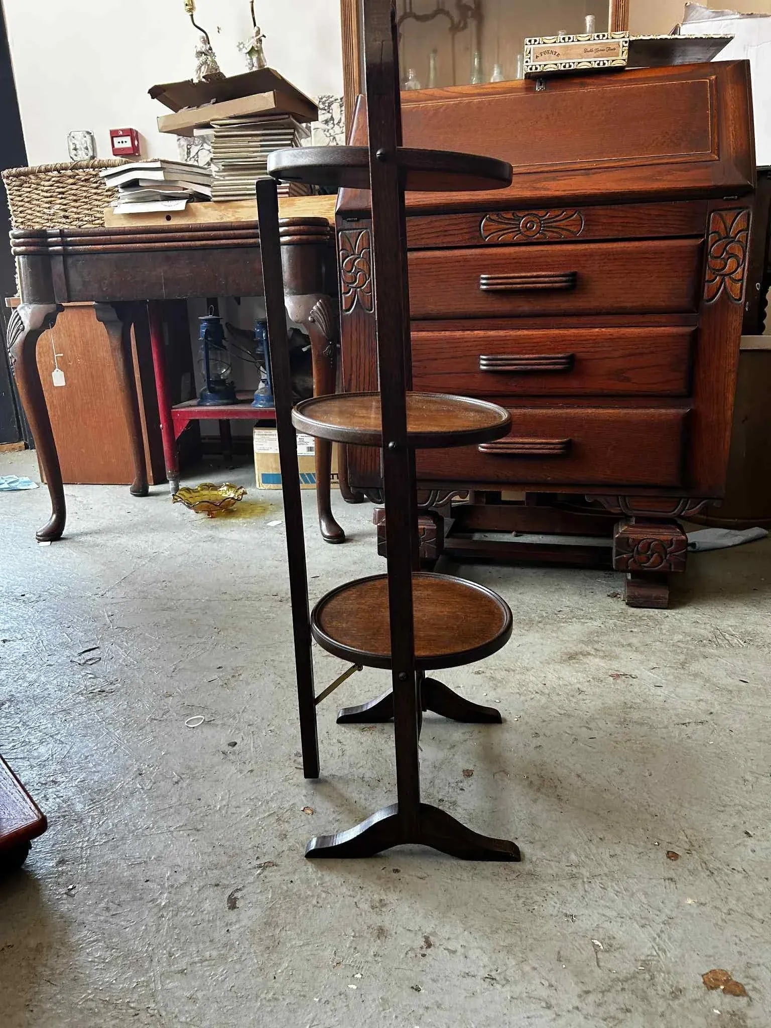 1900s Edwardian Mahogany Antique Cake Stand - 8