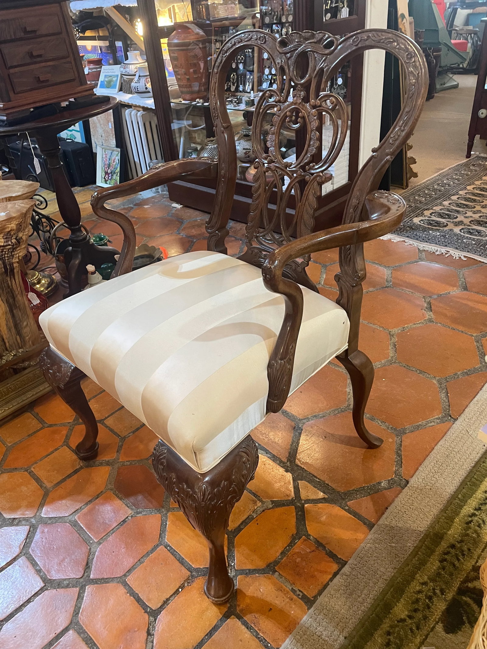 Century Furniture Georgian Style Carved Solid Mahogany Armchair - 3