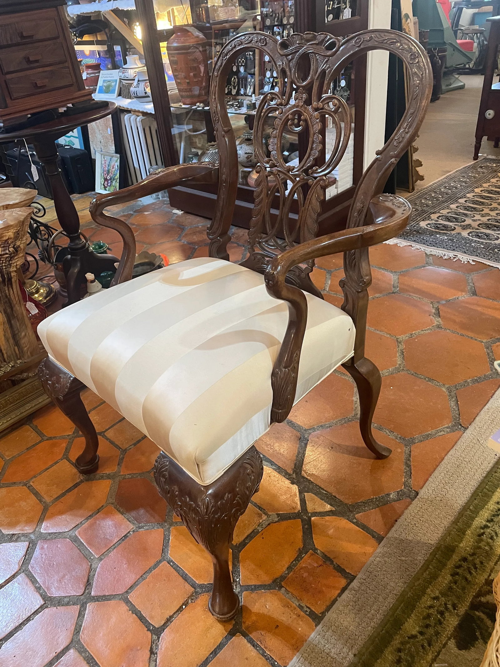 Century Furniture Georgian Style Carved Solid Mahogany Armchair - 5
