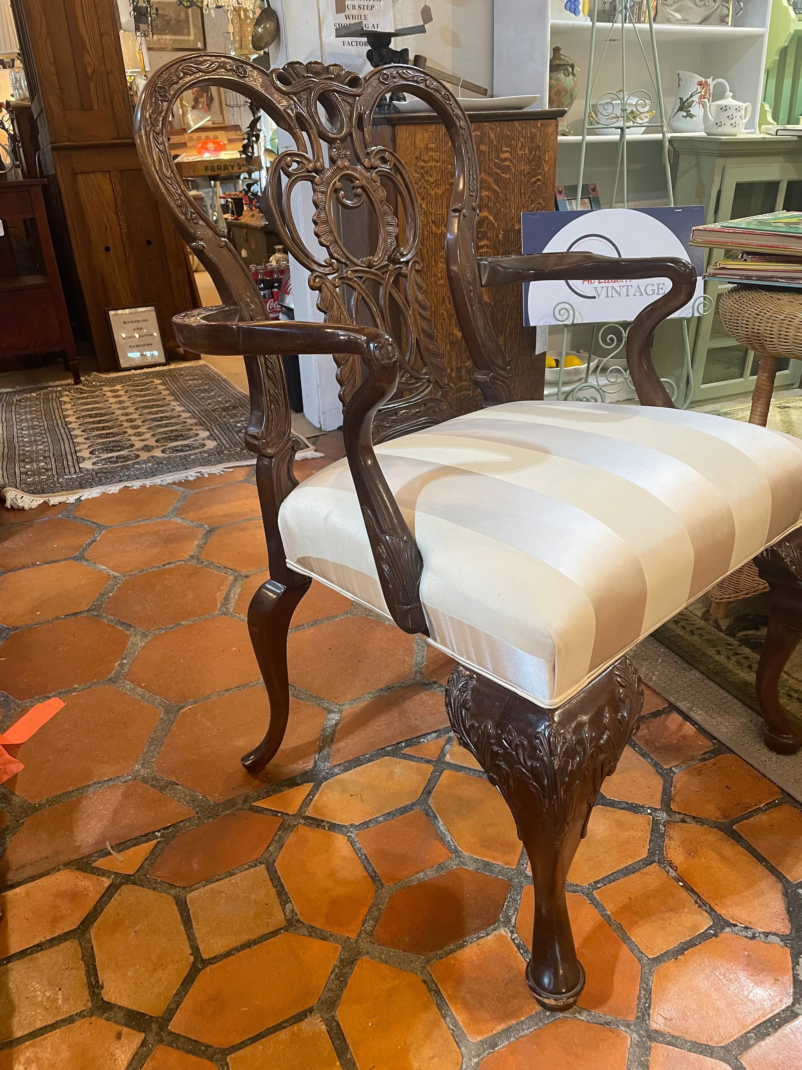 Century Furniture Georgian Style Carved Solid Mahogany Armchair - 6