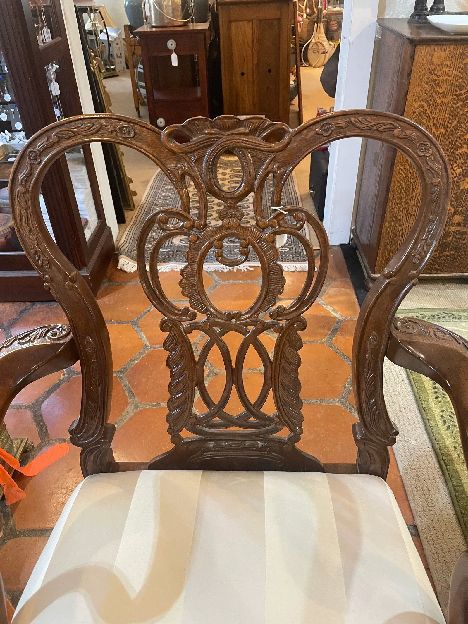 Century Furniture Georgian Style Carved Solid Mahogany Armchair - 9