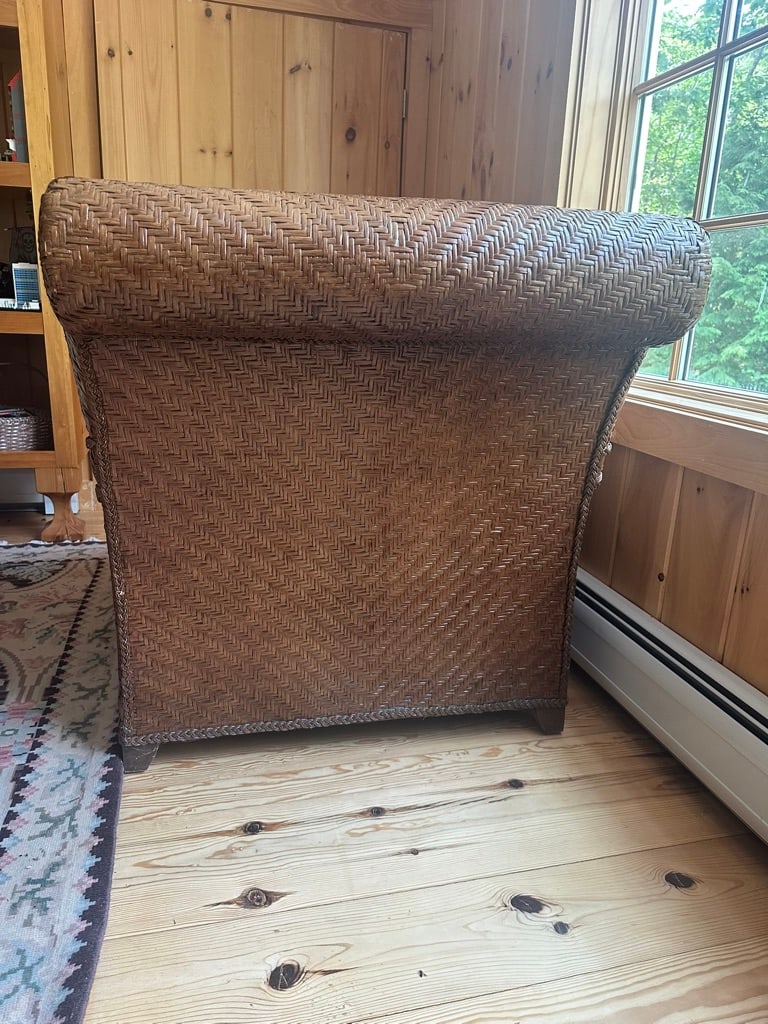 Lexington Woven Sofa With Floral Cushions With Matching Chair and Ottoman - 10
