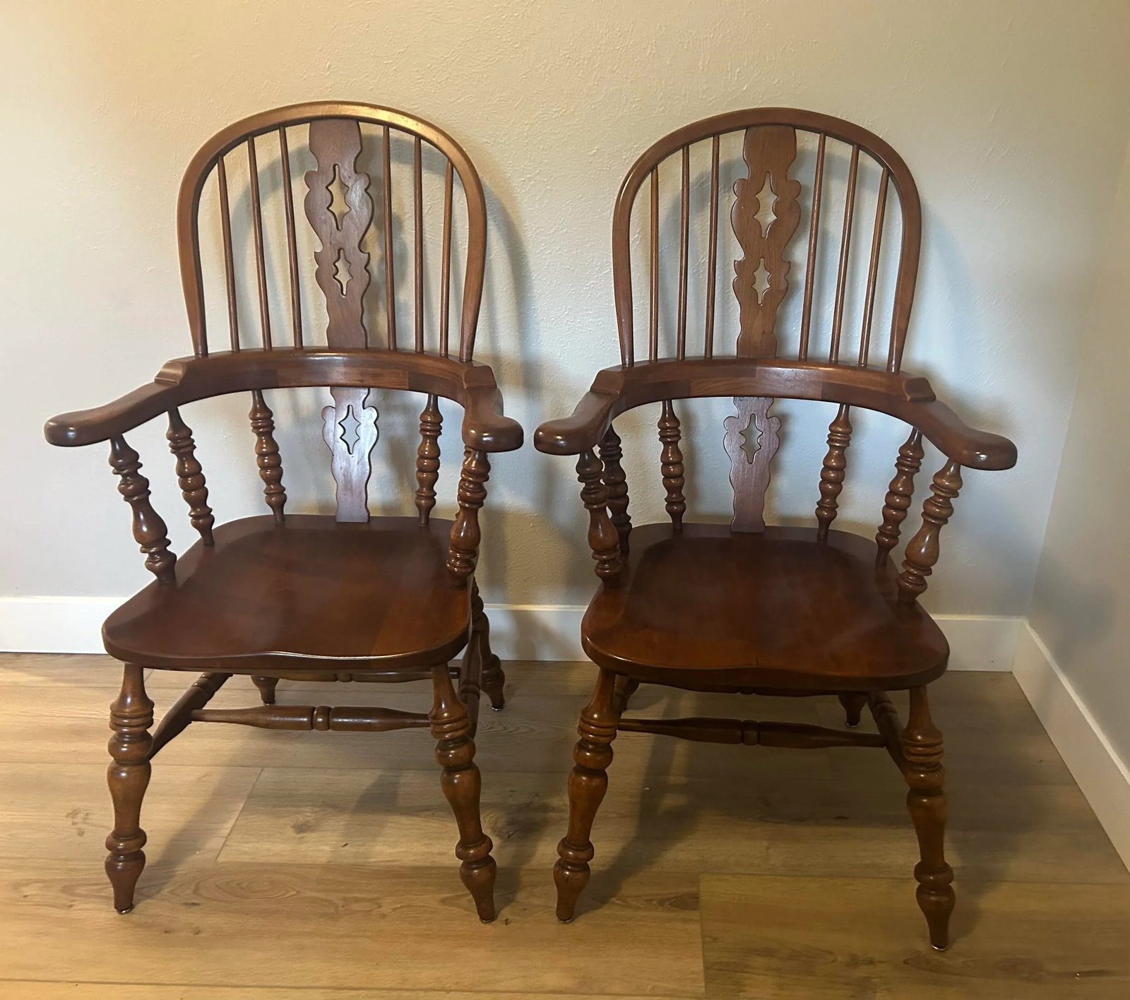 Mid 20th Century Stickley Windsor Wood Chairs - Pair - 2