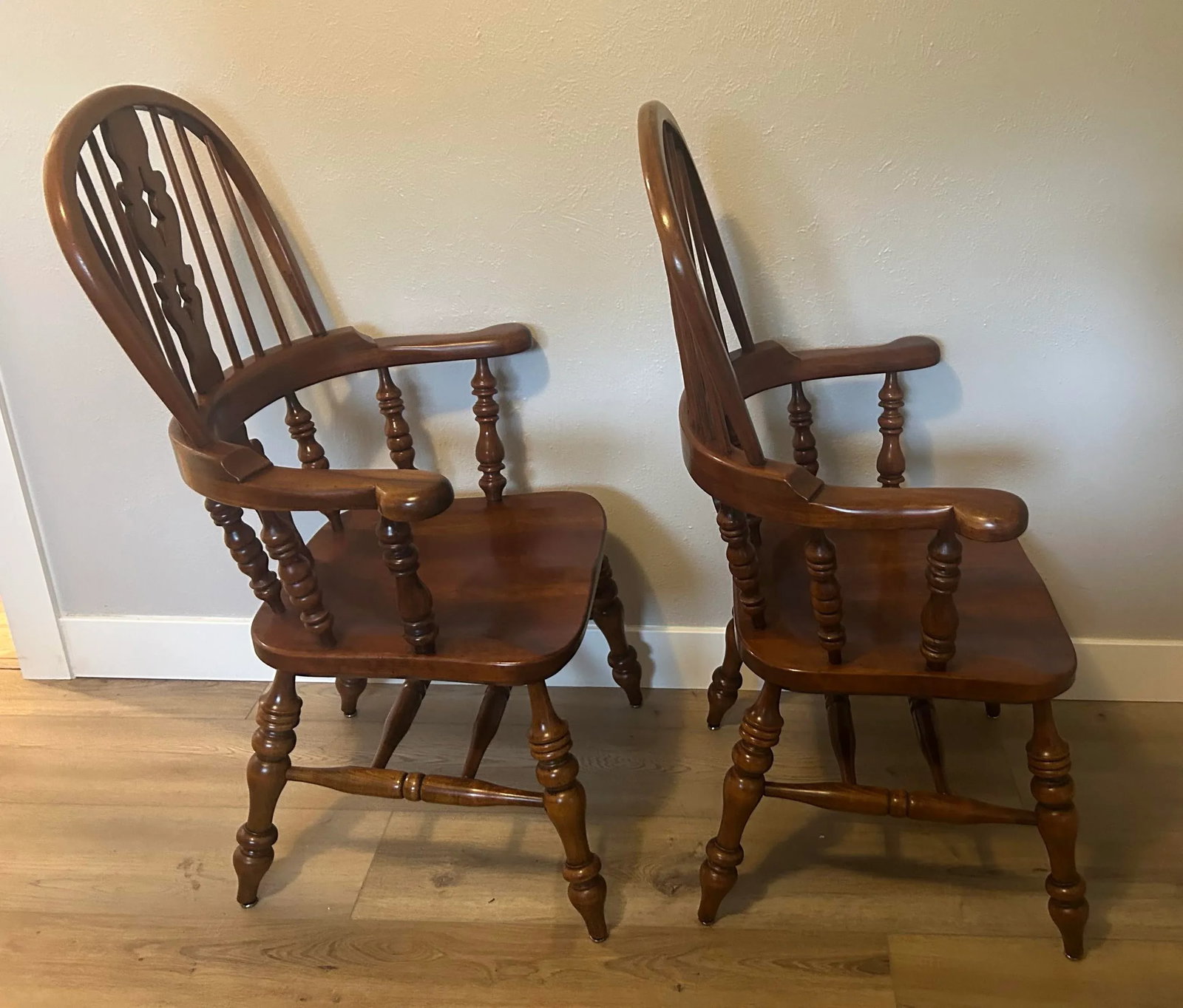 Mid 20th Century Stickley Windsor Wood Chairs - Pair - 3