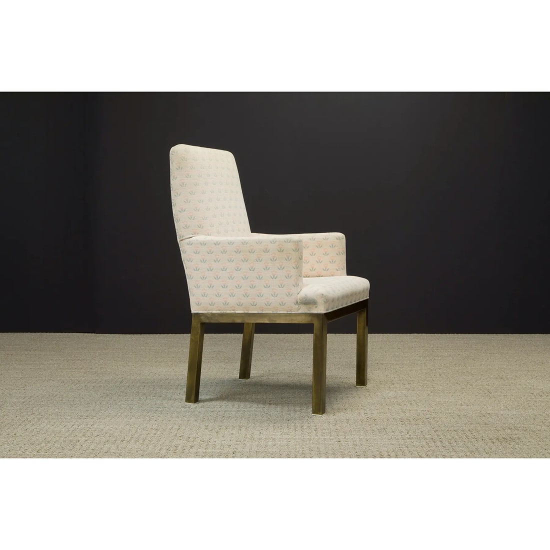 Mastercraft Brass Dining Armchairs With Grandma Fabric, Circa 1970s - A Pair - 10