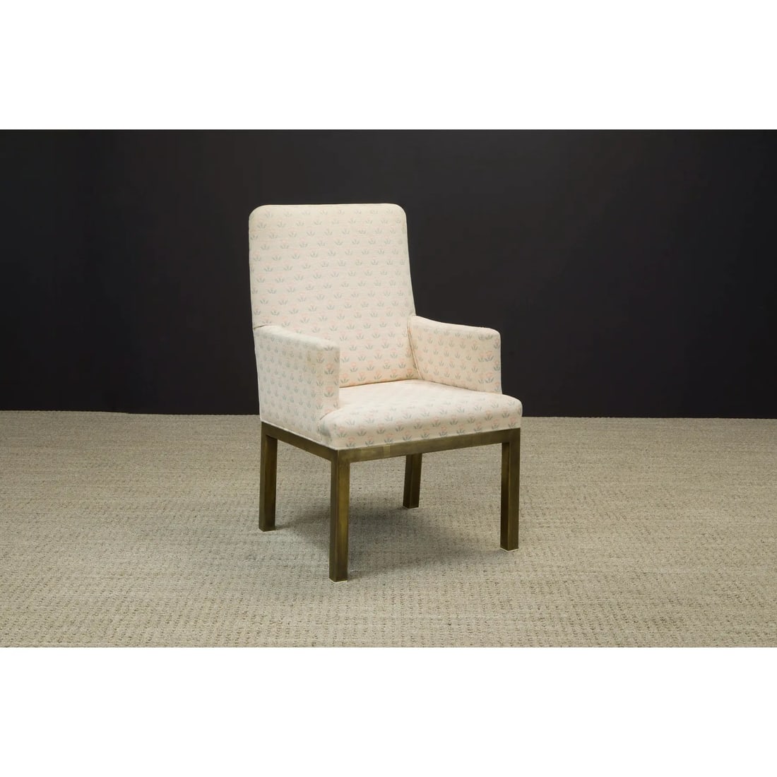 Mastercraft Brass Dining Armchairs With Grandma Fabric, Circa 1970s - A Pair - 11